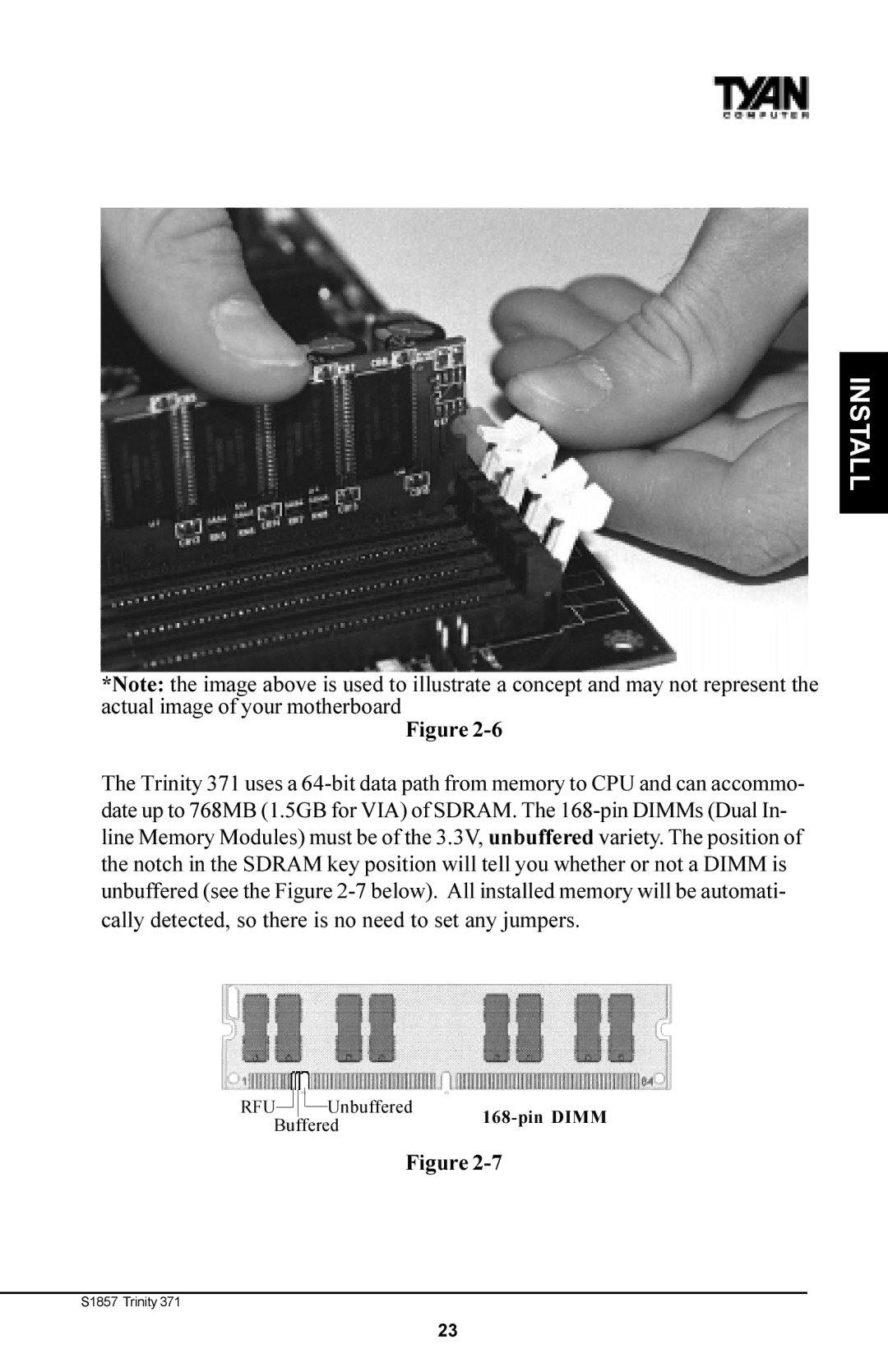 Tyan Computer Tyan S1857, Trinity 371 Motherboard manual Pin Dimm 