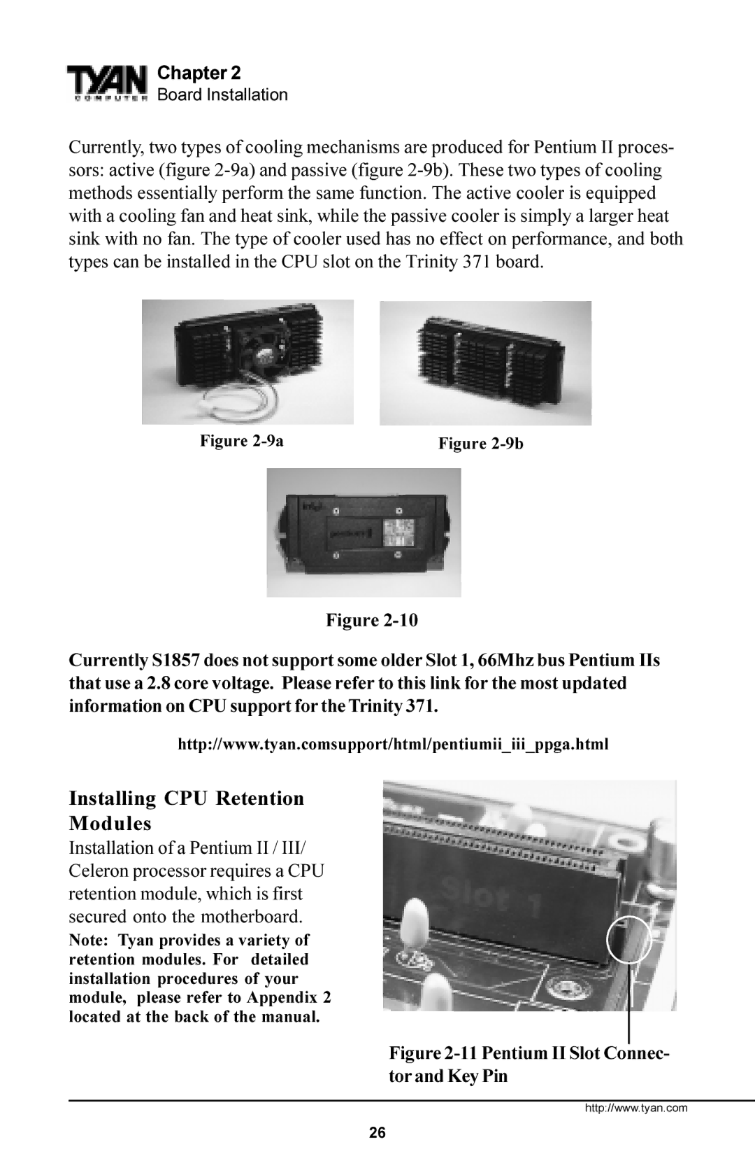 Tyan Computer Trinity 371 Motherboard, Tyan S1857 manual Installing CPU Retention Modules 