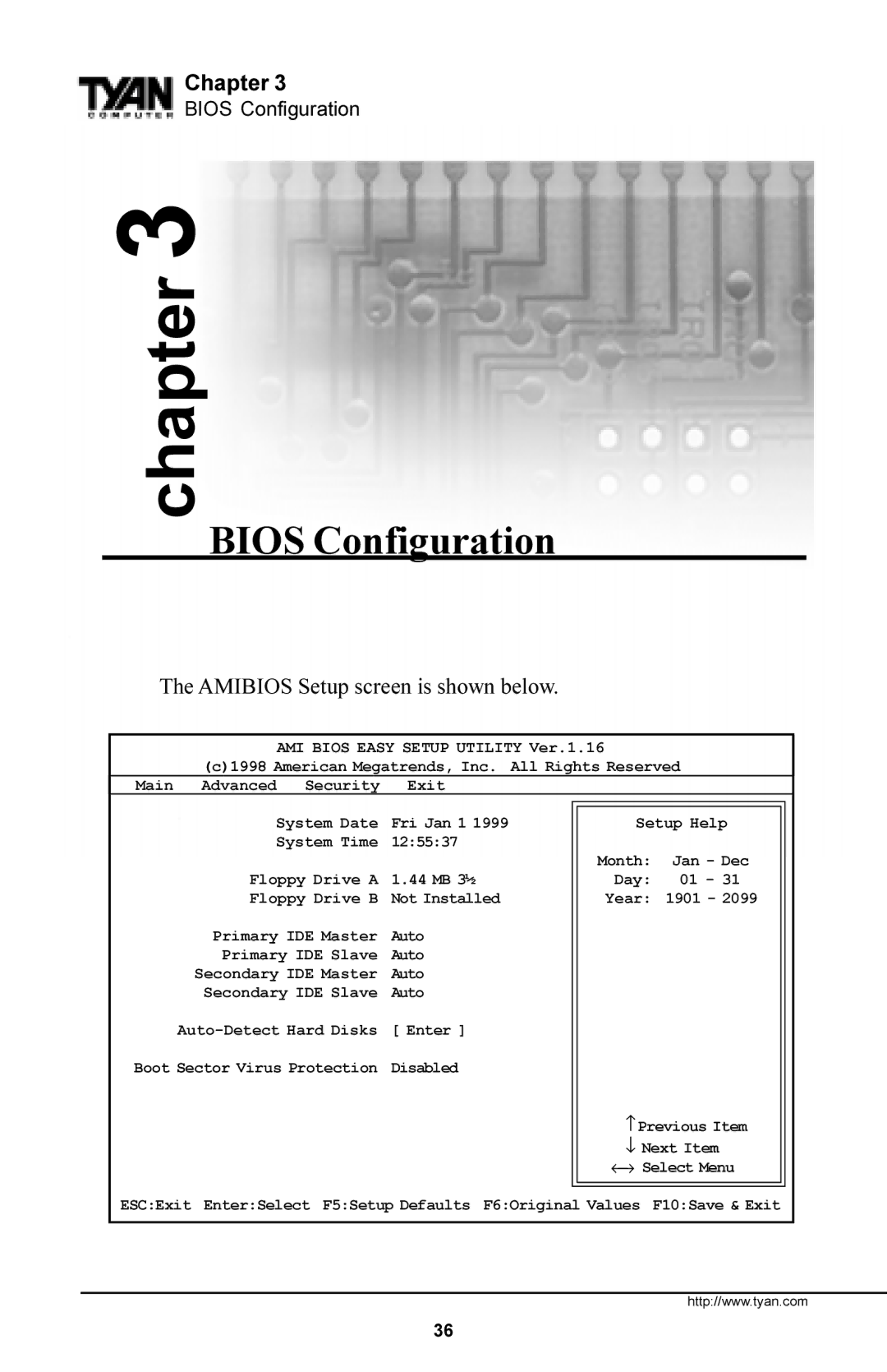 Tyan Computer Trinity 371 Motherboard, Tyan S1857 manual 3chapter Bios Configuration 