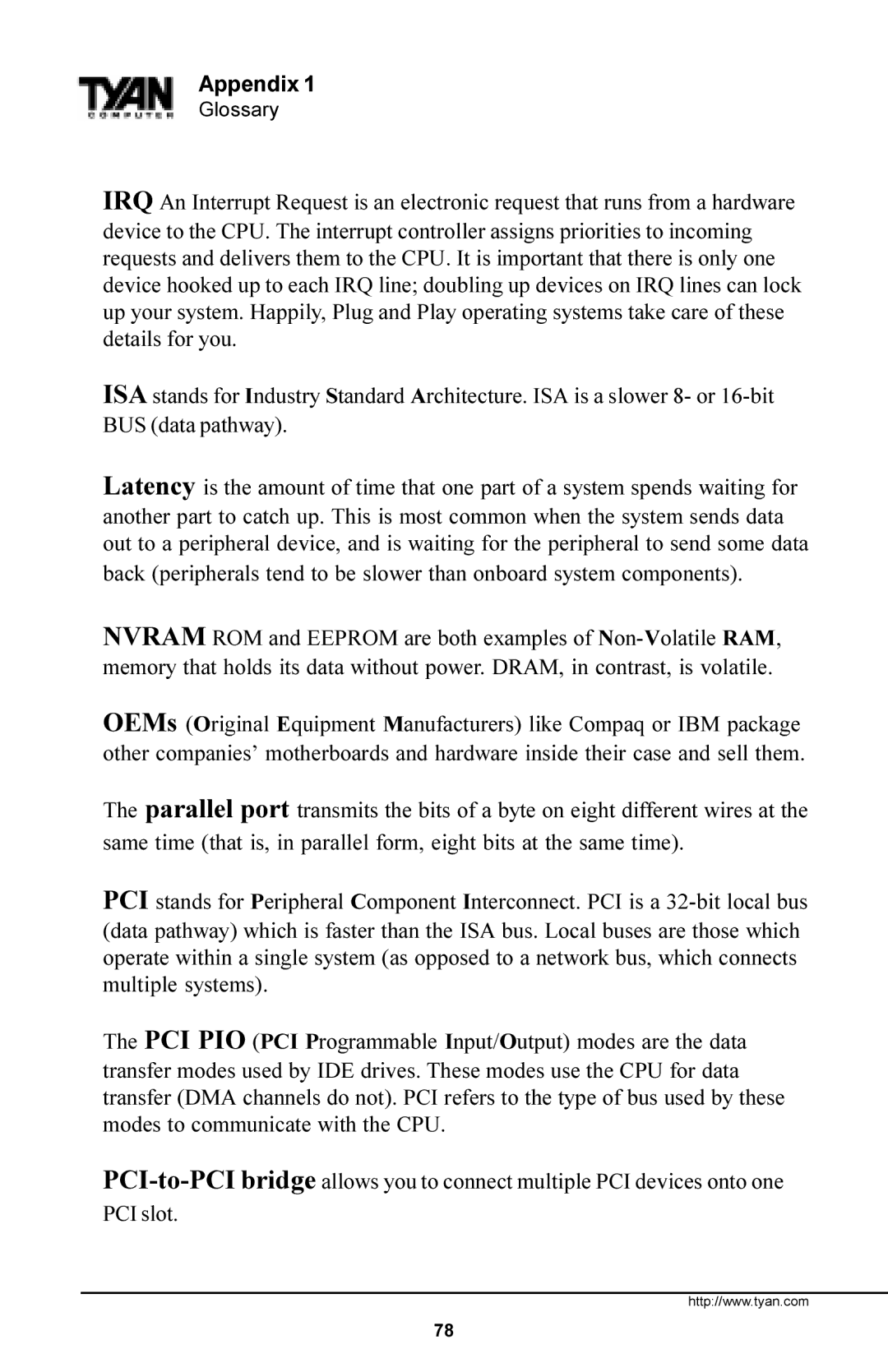 Tyan Computer Trinity 371 Motherboard, Tyan S1857 manual Appendix 