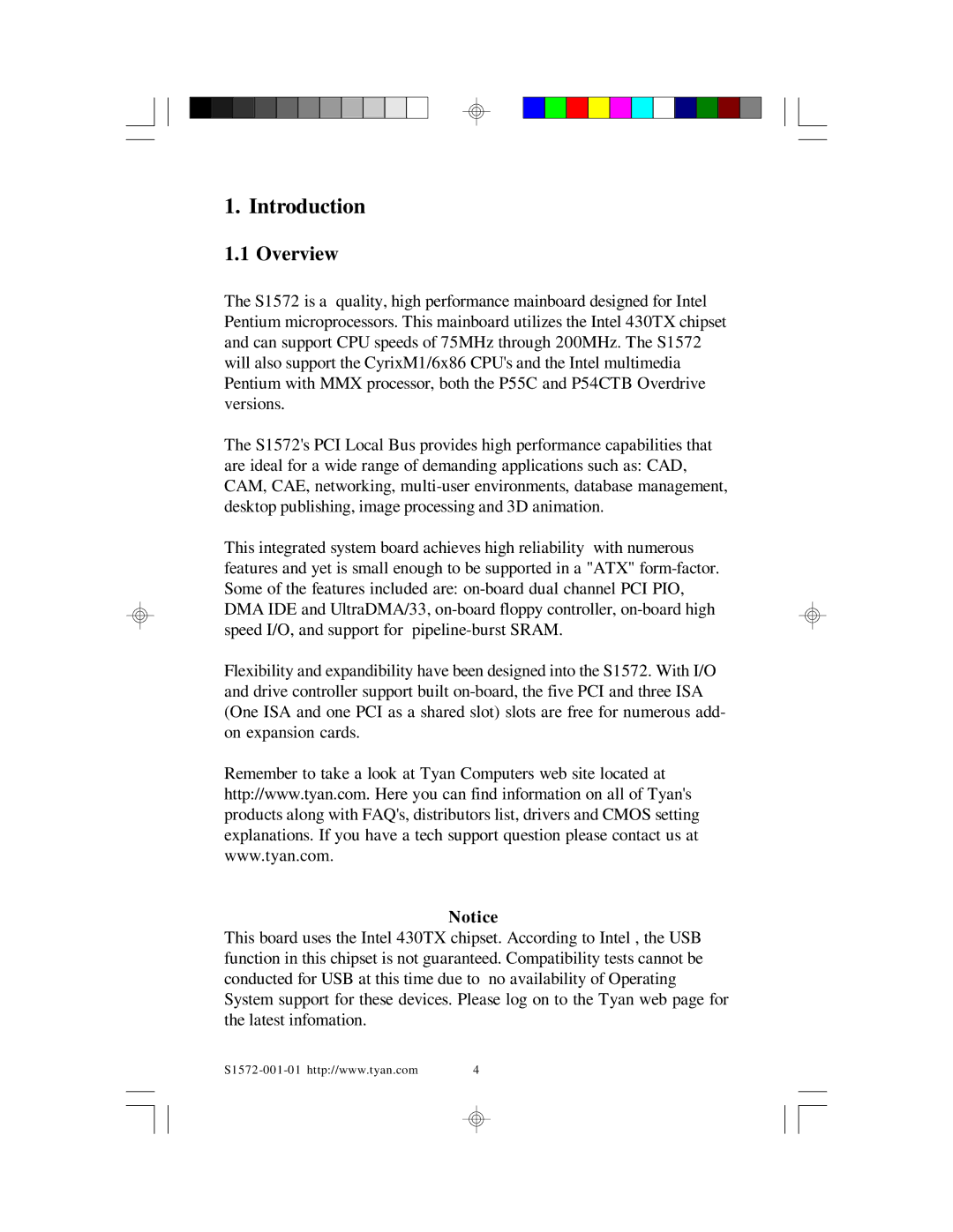 Tyan Computer TYAN S1572 ATX user manual Introduction 