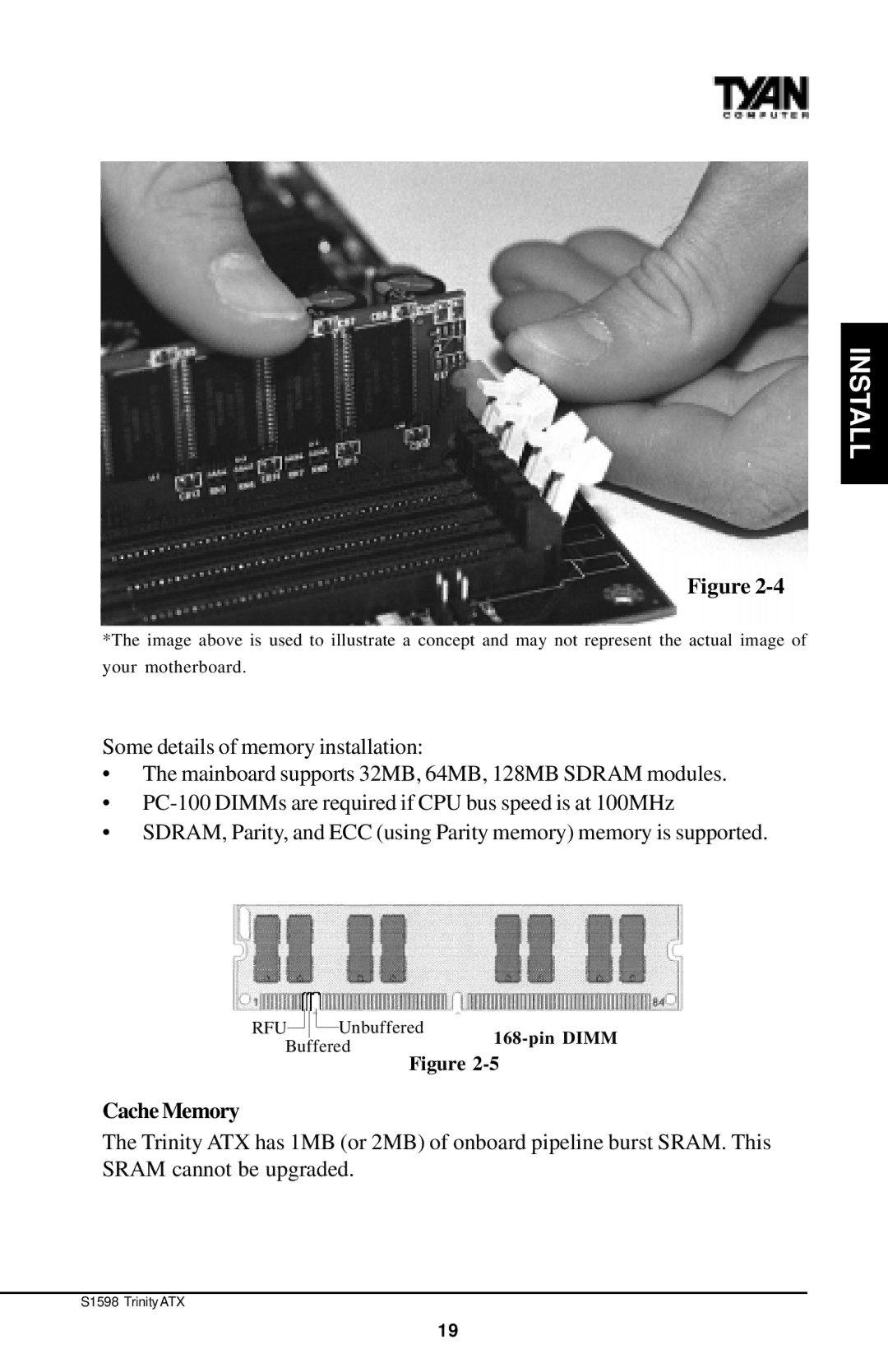 Tyan Computer Tyan S1598 user manual Cache Memory 