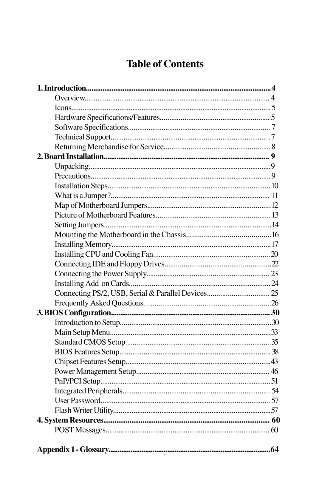 Tyan Computer Tyan S1598 user manual Table of Contents 