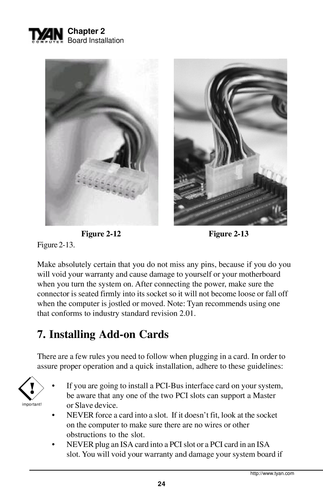 Tyan Computer Tyan S1598 user manual Installing Add-on Cards 