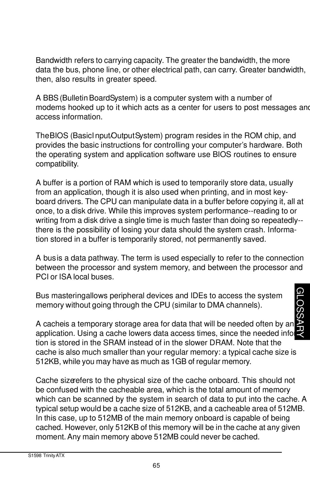 Tyan Computer Tyan S1598 user manual Glossary 