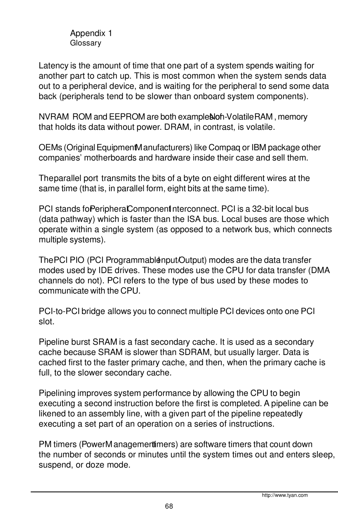 Tyan Computer Tyan S1598 user manual Appendix 