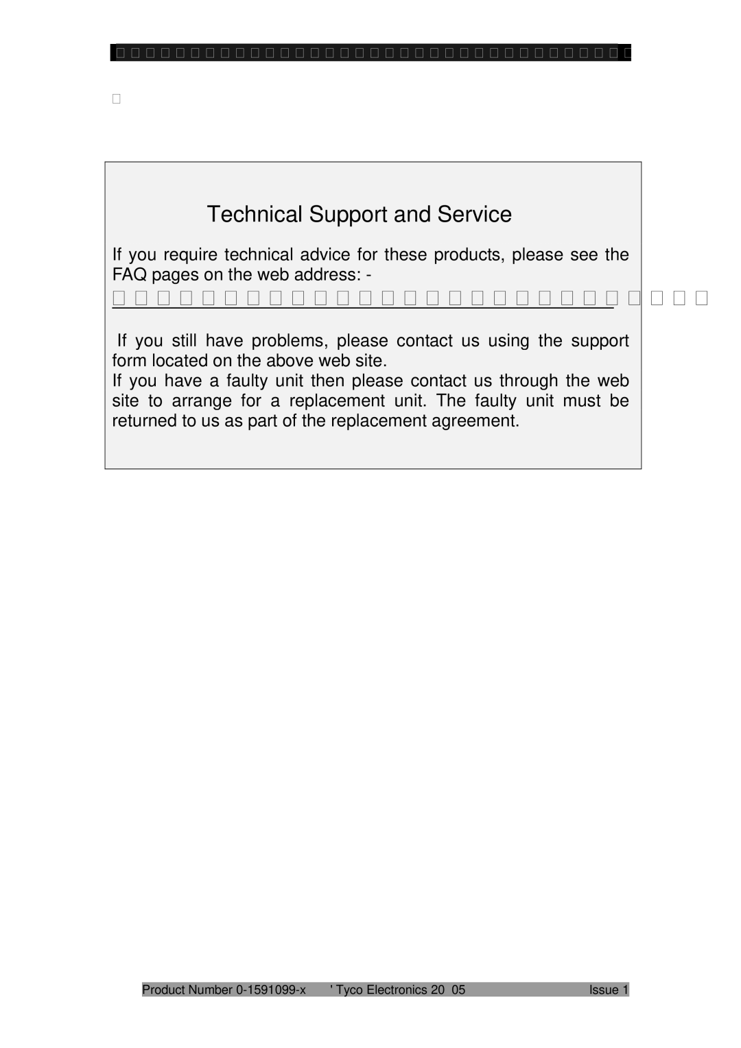 Tyco 0-1591099-x manual Technical Support and Service 