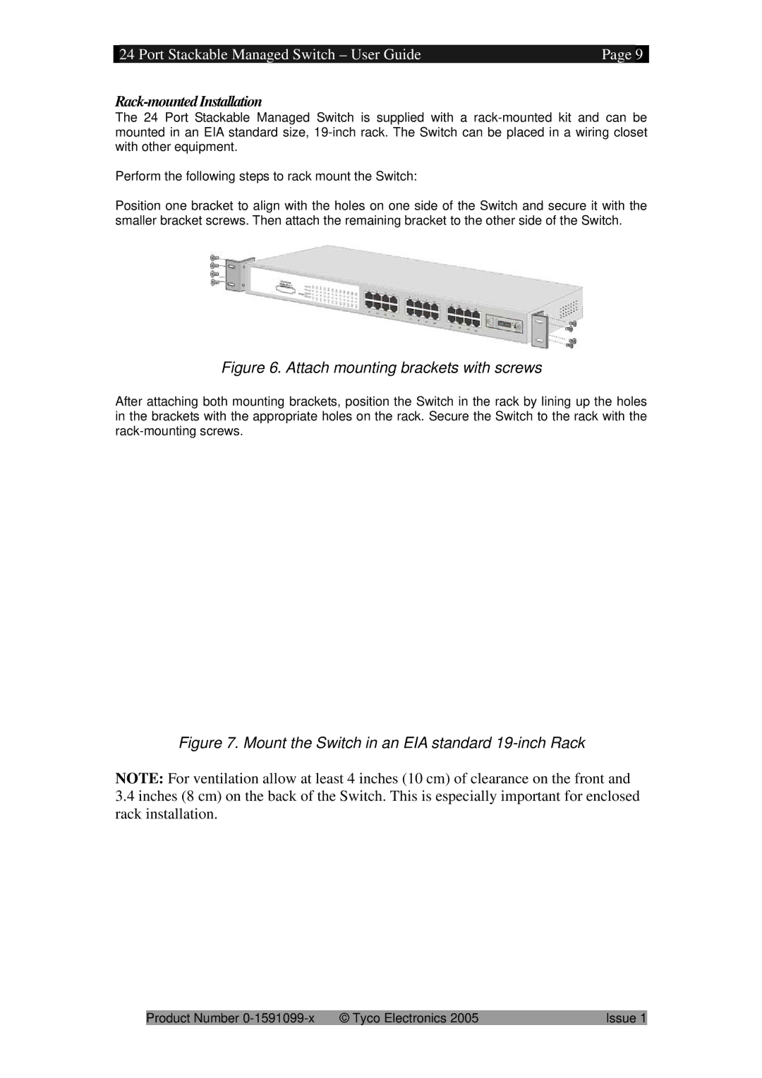 Tyco 0-1591099-x manual Rack-mounted Installation 