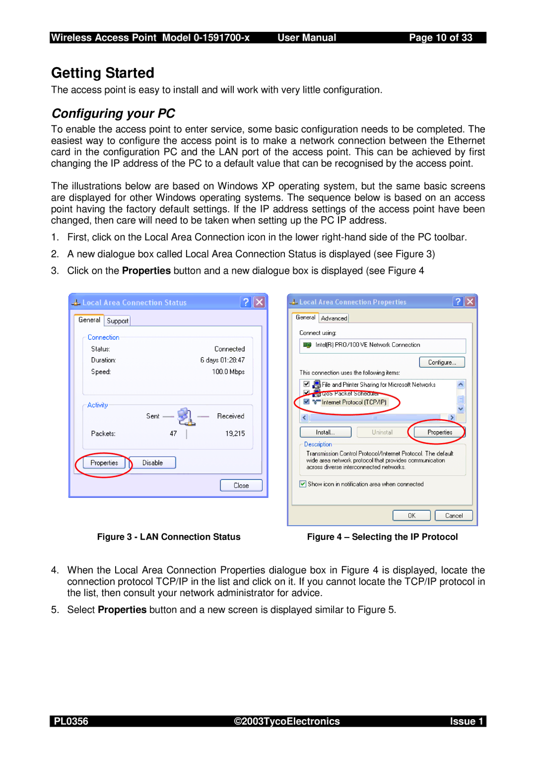 Tyco 0-1591700-x user manual Getting Started, Configuring your PC 