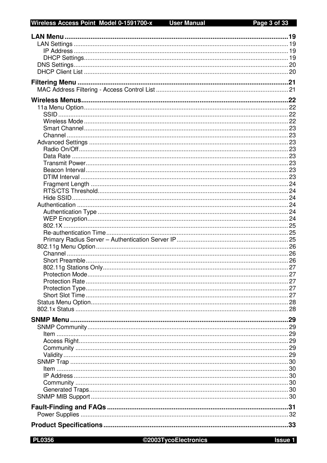 Tyco 0-1591700-x user manual Wireless Menus, Ssid 