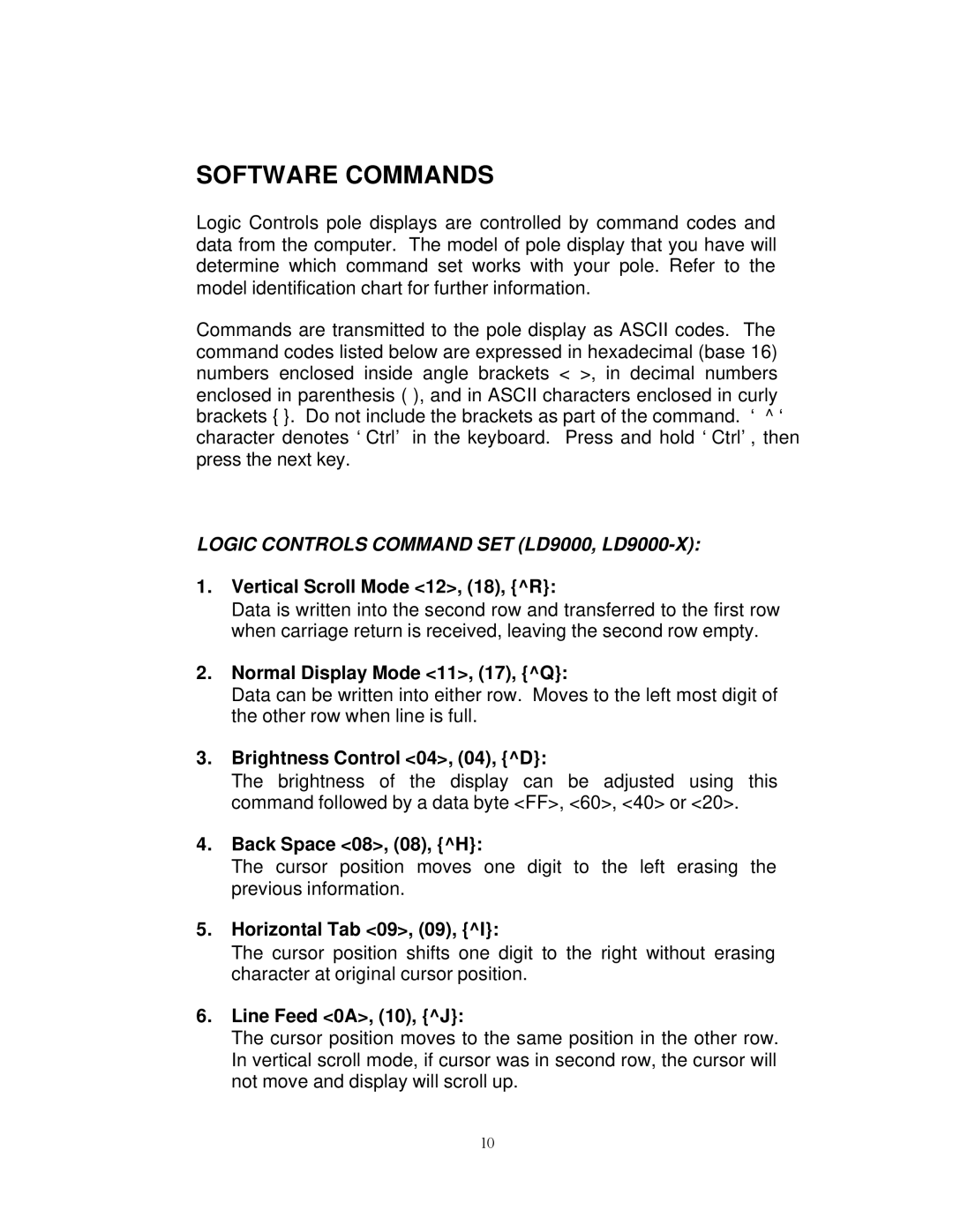 Tyco 1529L manual Software Commands, Logic Controls Command SET LD9000, LD9000-X 