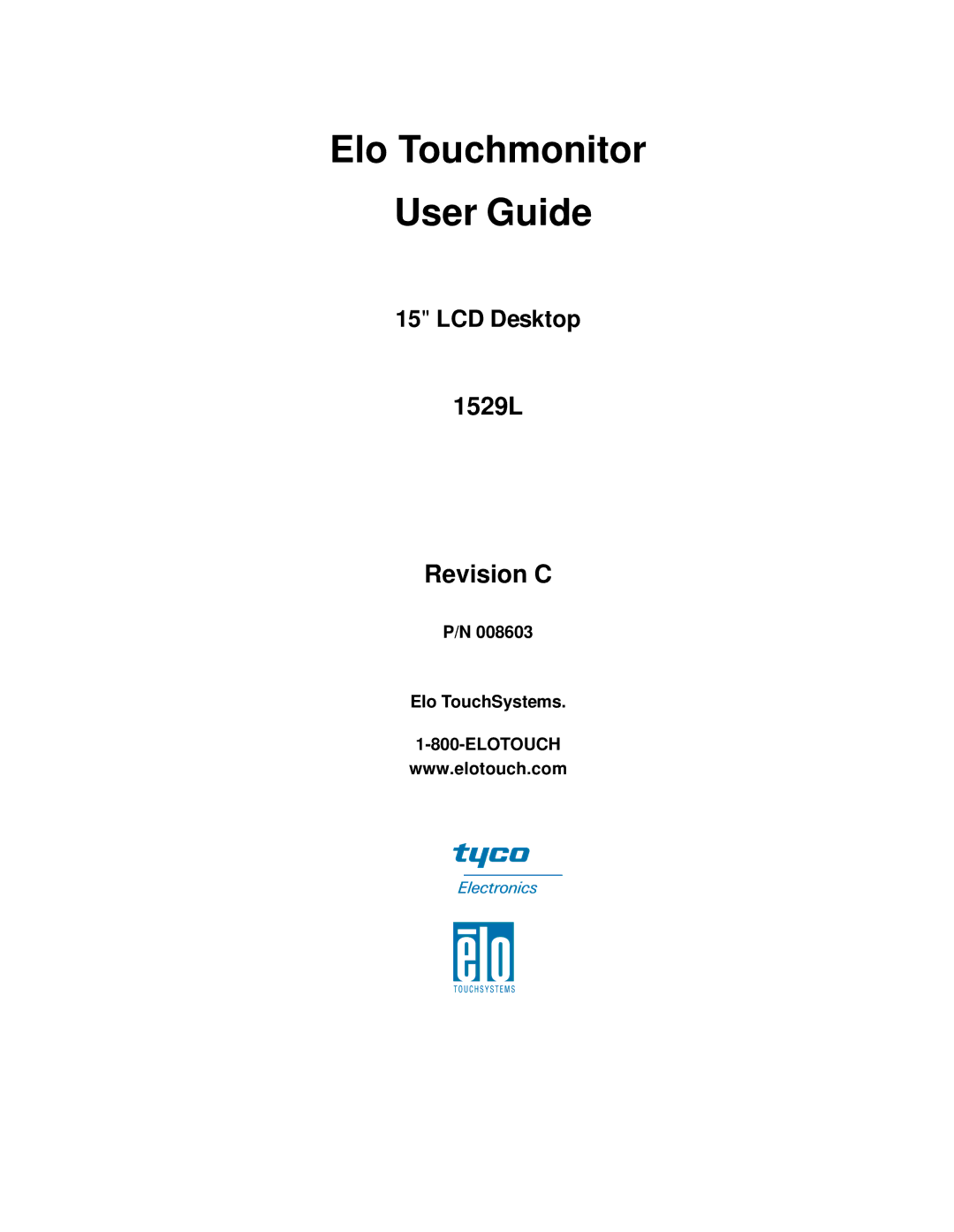 Tyco manual 1529L Revision C, Elo TouchSystems 