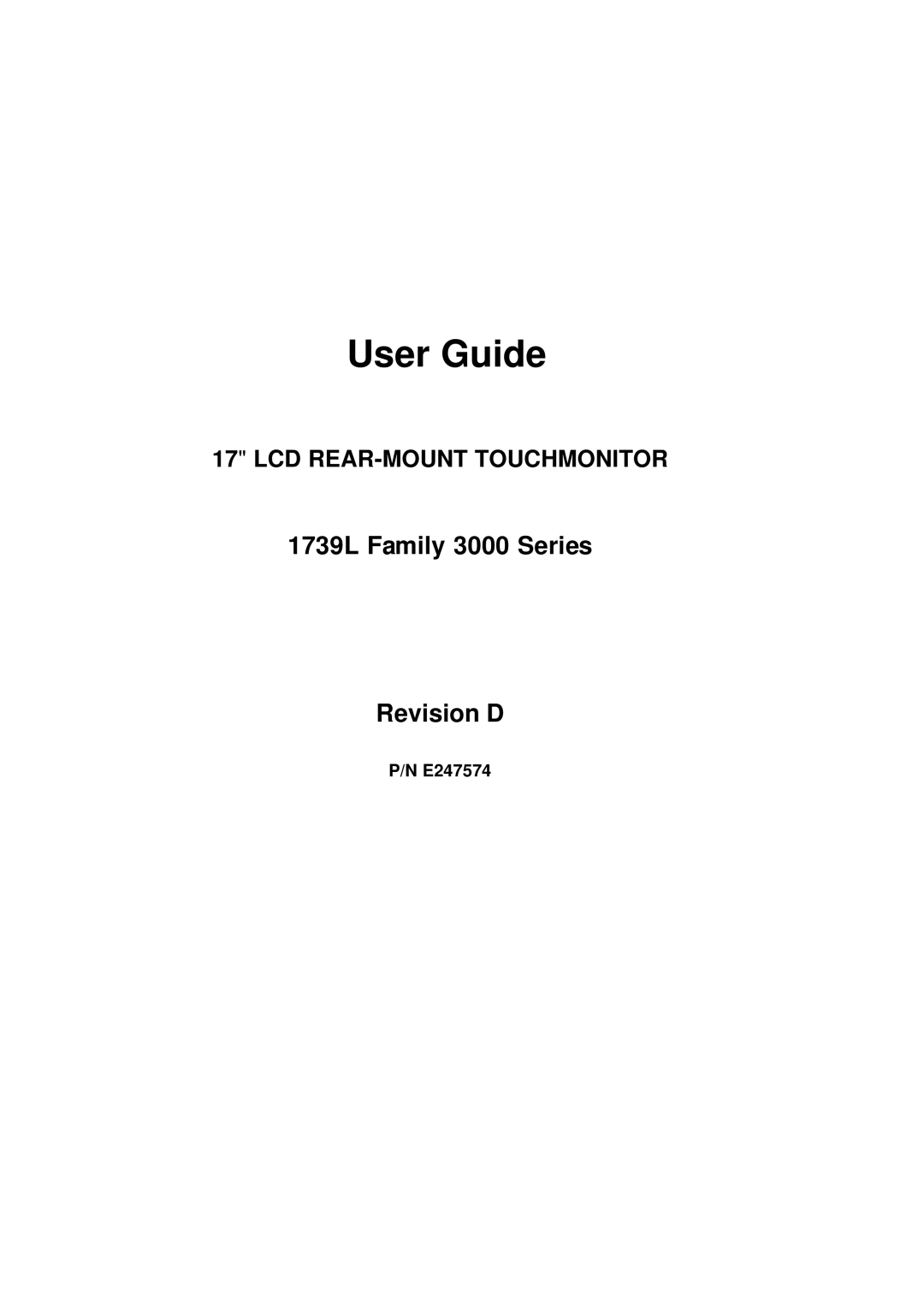 Tyco manual User Guide, 1739L Family 3000 Series Revision D 