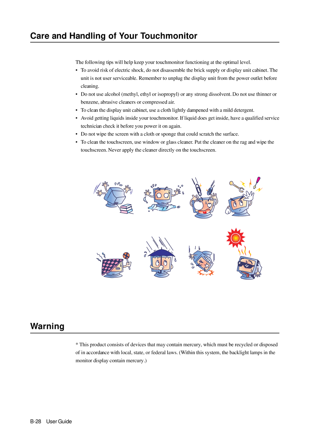 Tyco 1739L manual Care and Handling of Your Touchmonitor 