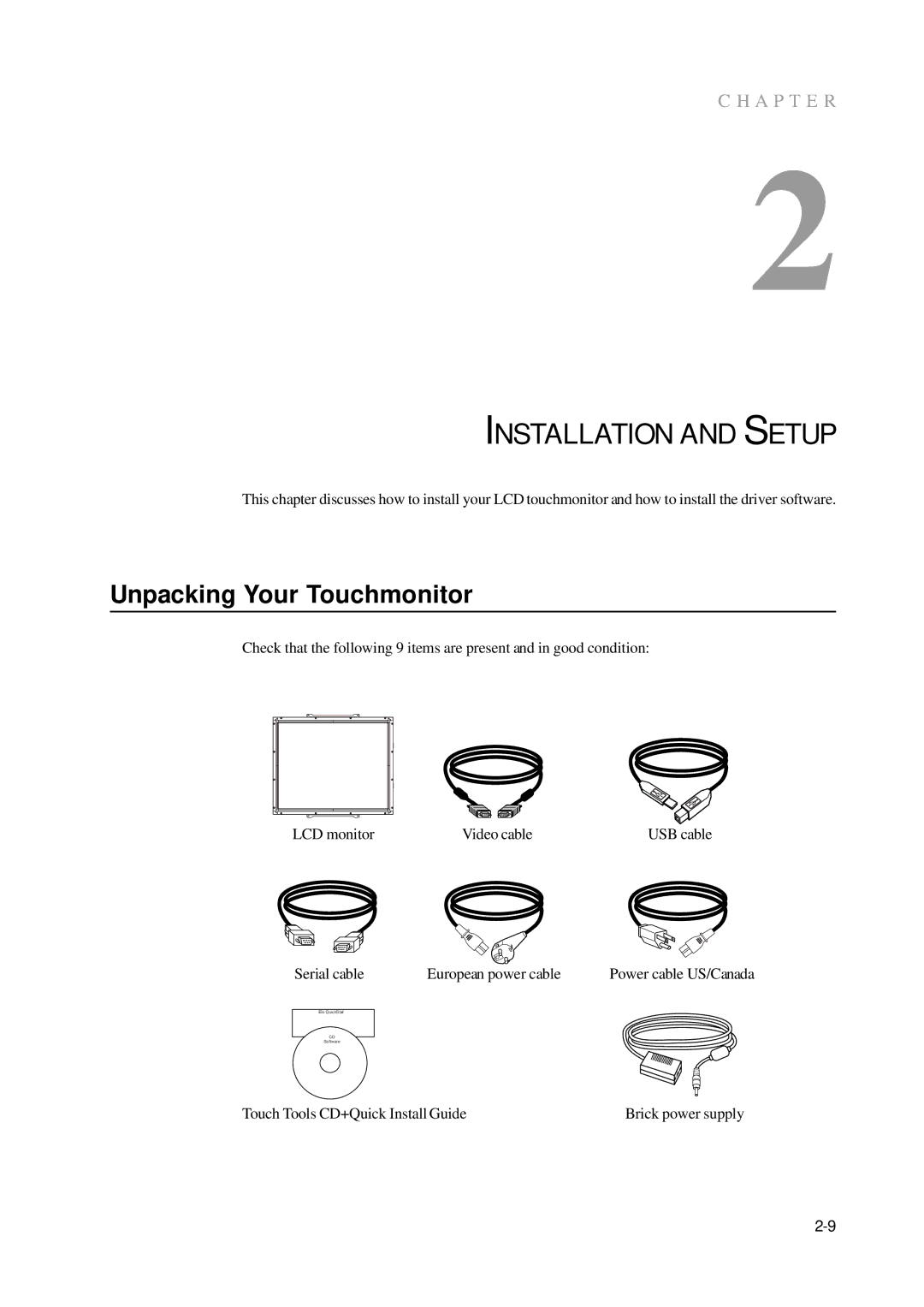 Tyco 1739L manual Installation and Setup, Unpacking Your Touchmonitor 