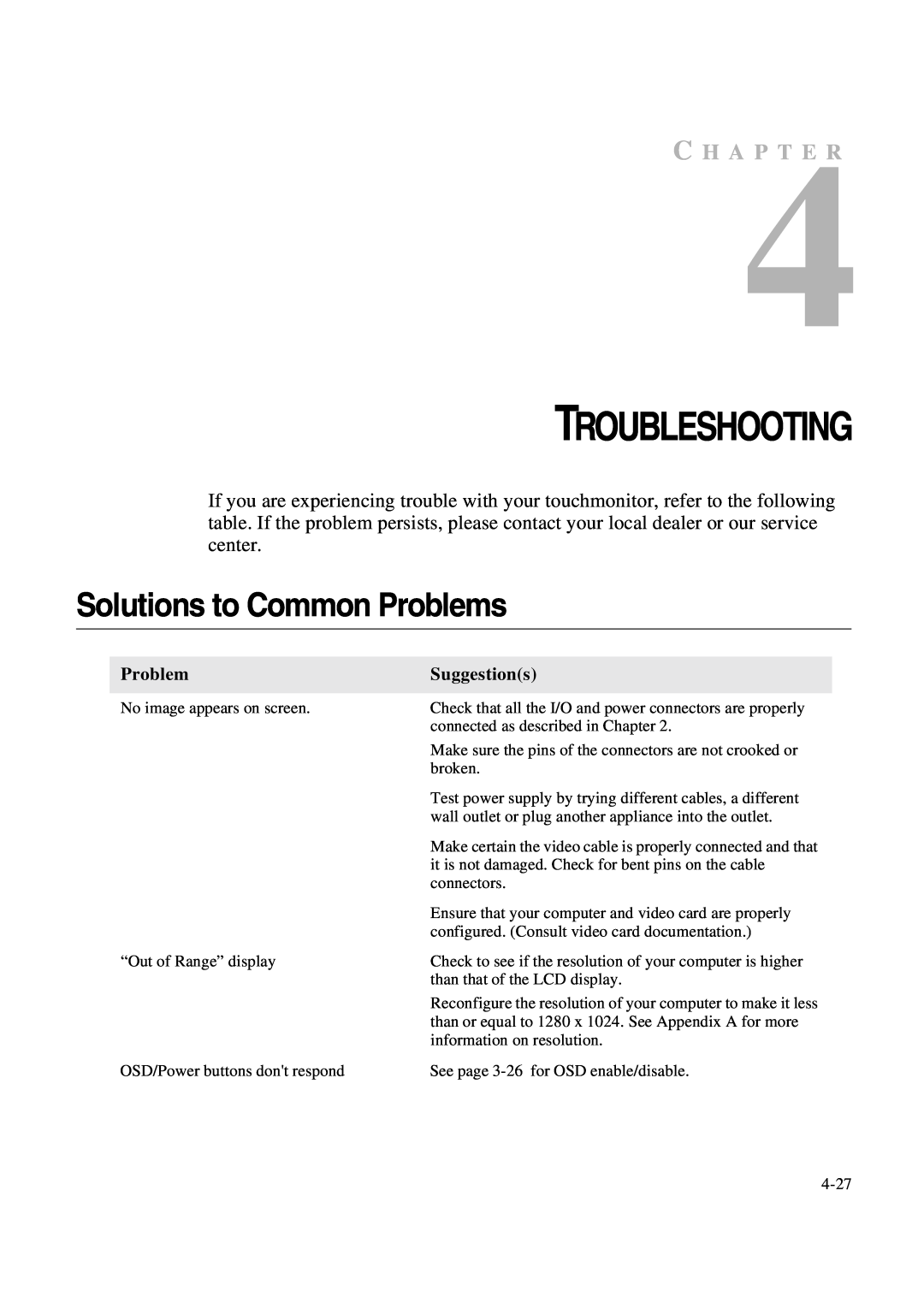Tyco 1847L Series manual Solutions to Common Problems, Troubleshooting, C H A P T E R, Suggestions 
