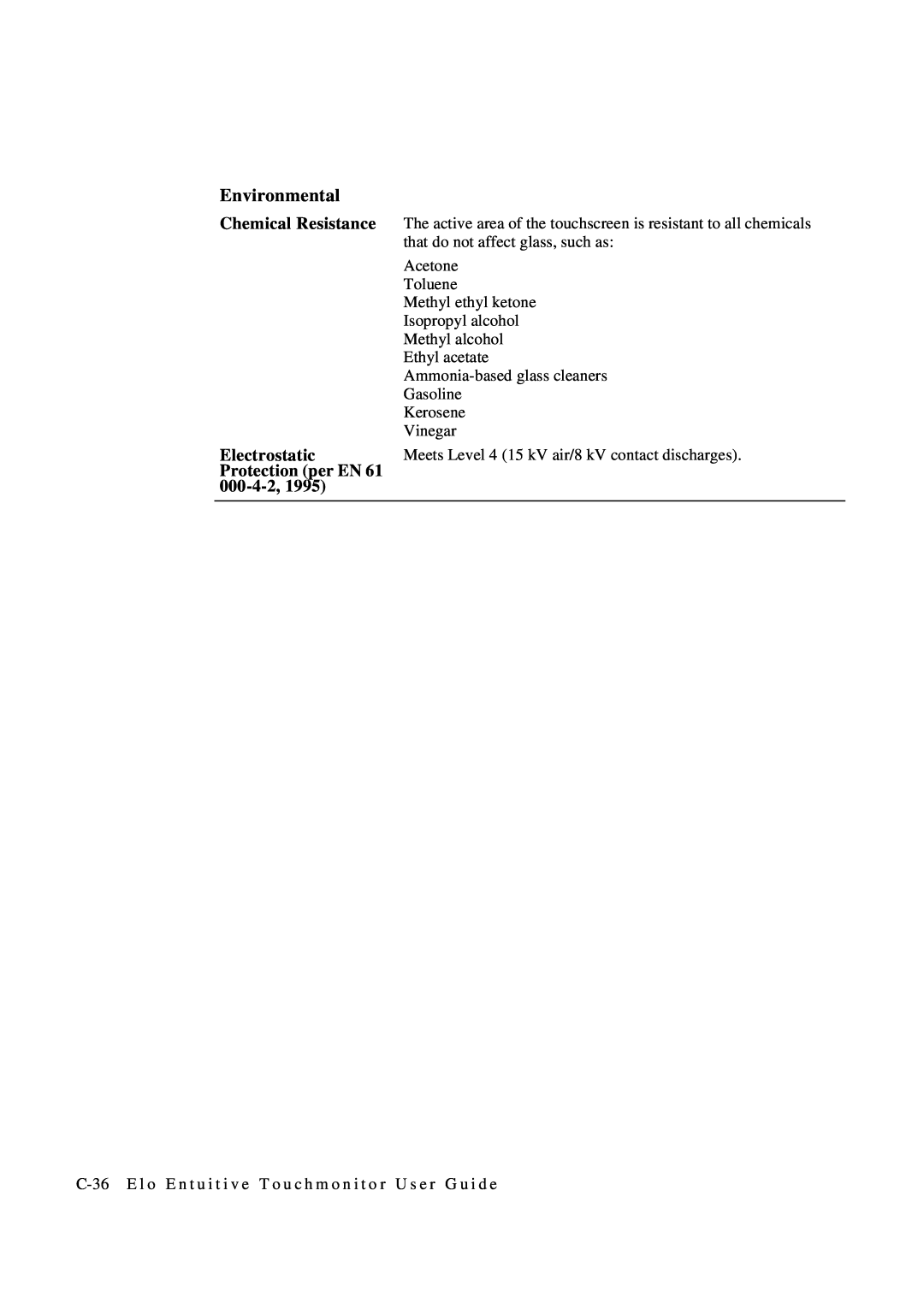 Tyco 1847L Series manual Environmental, Chemical Resistance, Electrostatic, Protection per EN, 000-4-2 