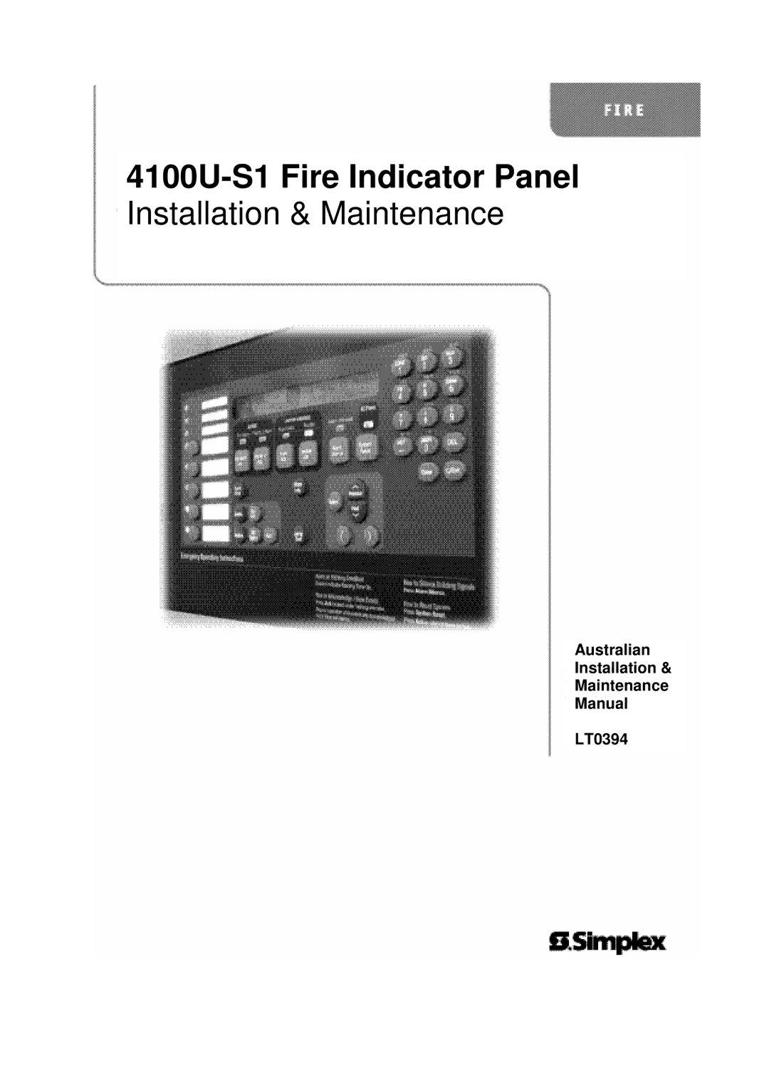 Tyco installation manual 4100U-S1 Fire Indicator Panel 