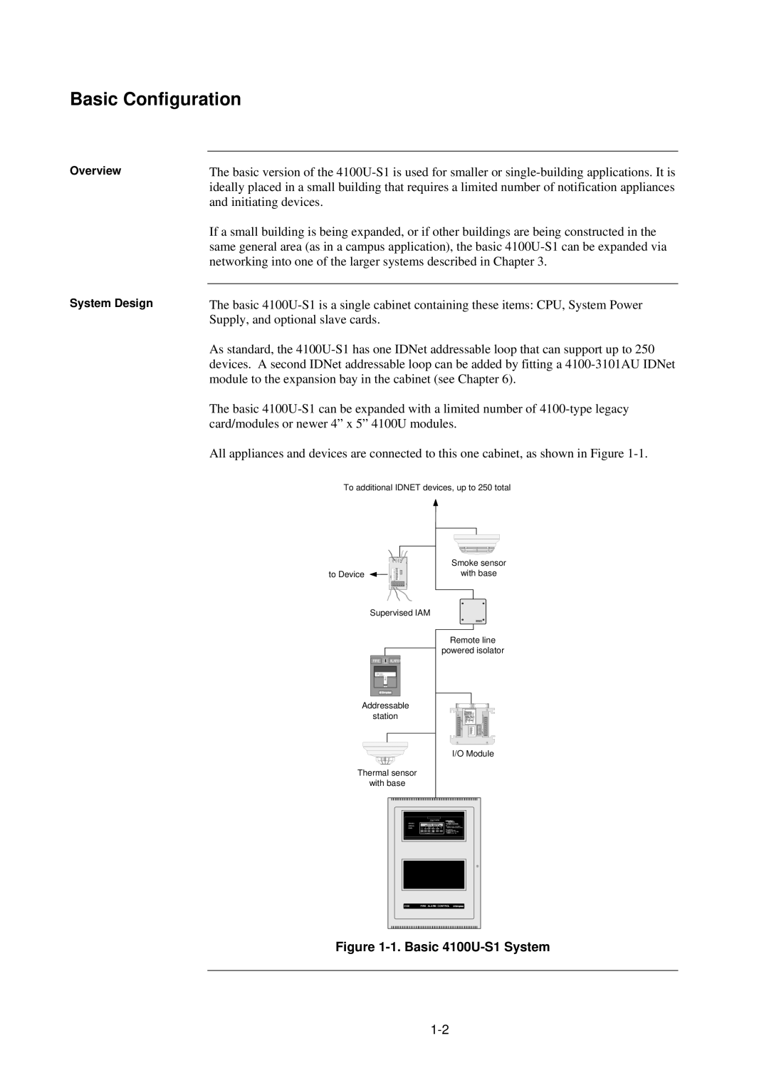 Tyco installation manual Basic Configuration, Basic 4100U-S1 System 