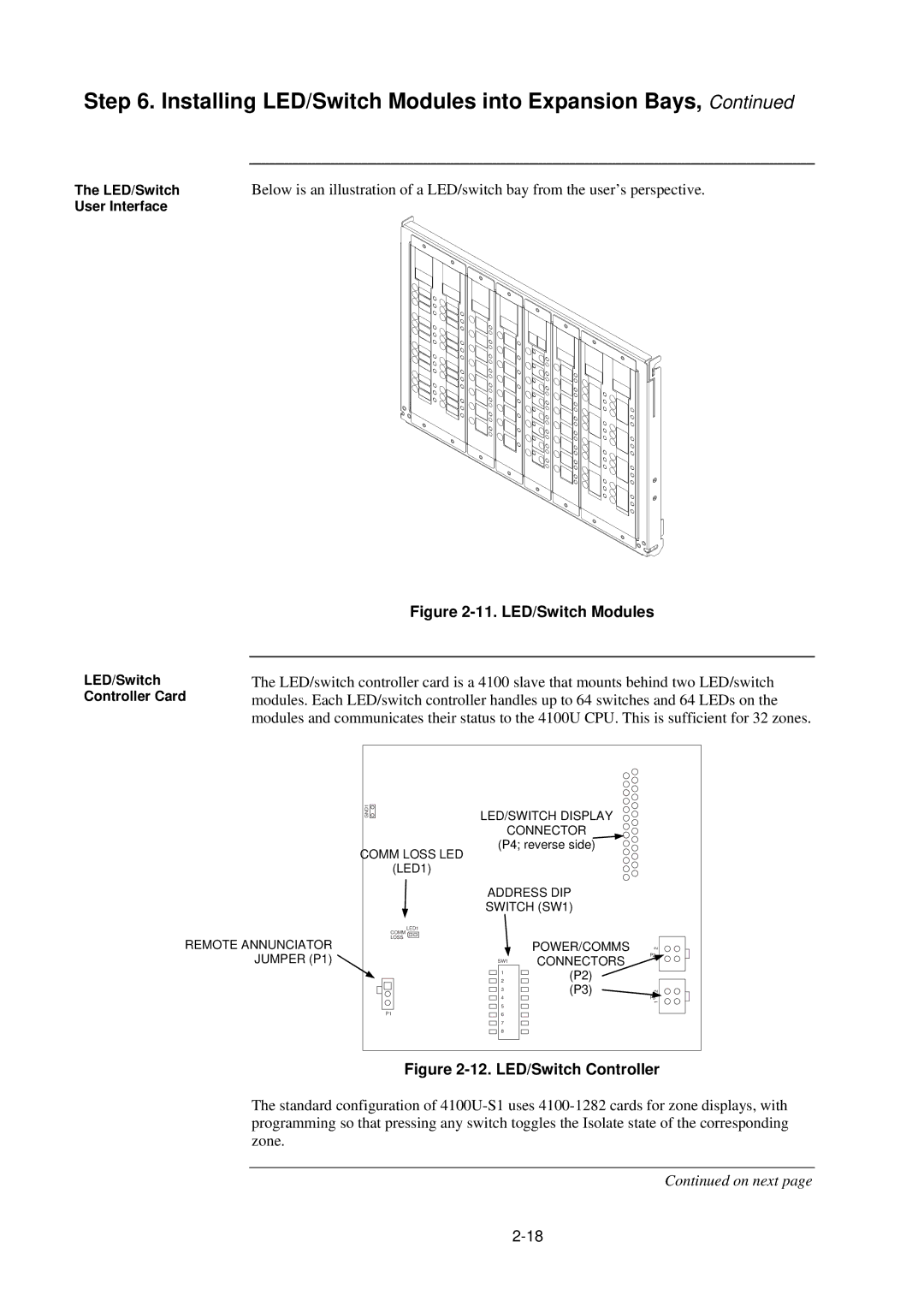 Tyco 4100U-S1 installation manual LED/Switch Modules 