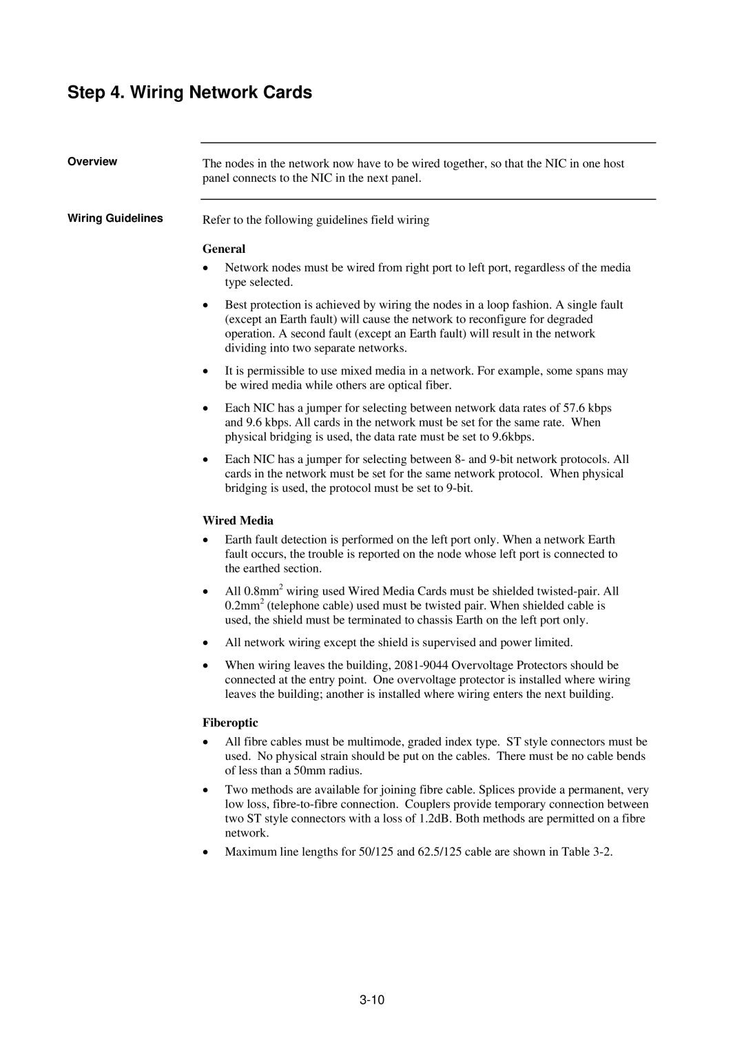 Tyco 4100U-S1 installation manual Wiring Network Cards, General 