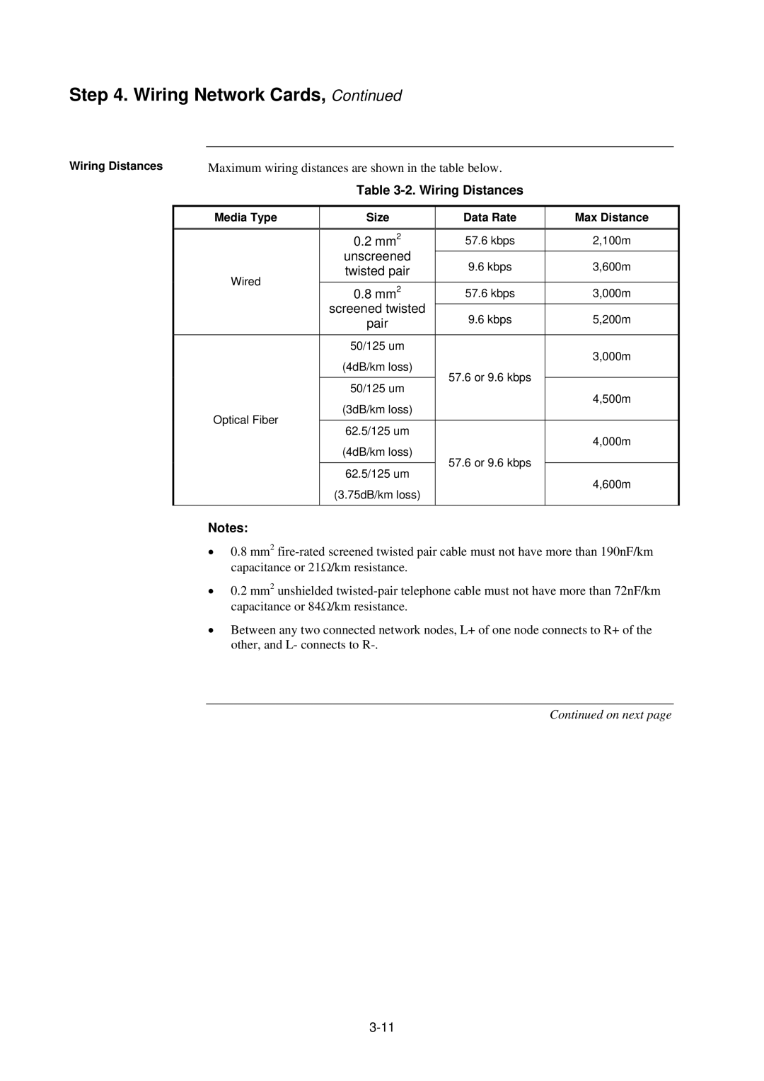 Tyco 4100U-S1 installation manual Wiring Distances, Pair 