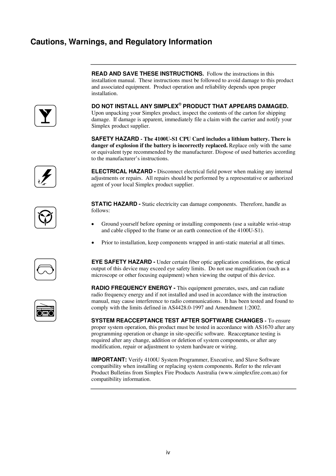 Tyco 4100U-S1 installation manual 