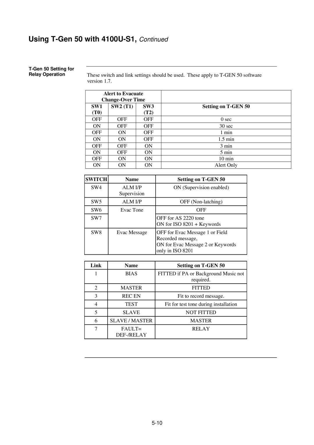 Tyco 4100U-S1 installation manual SW1 