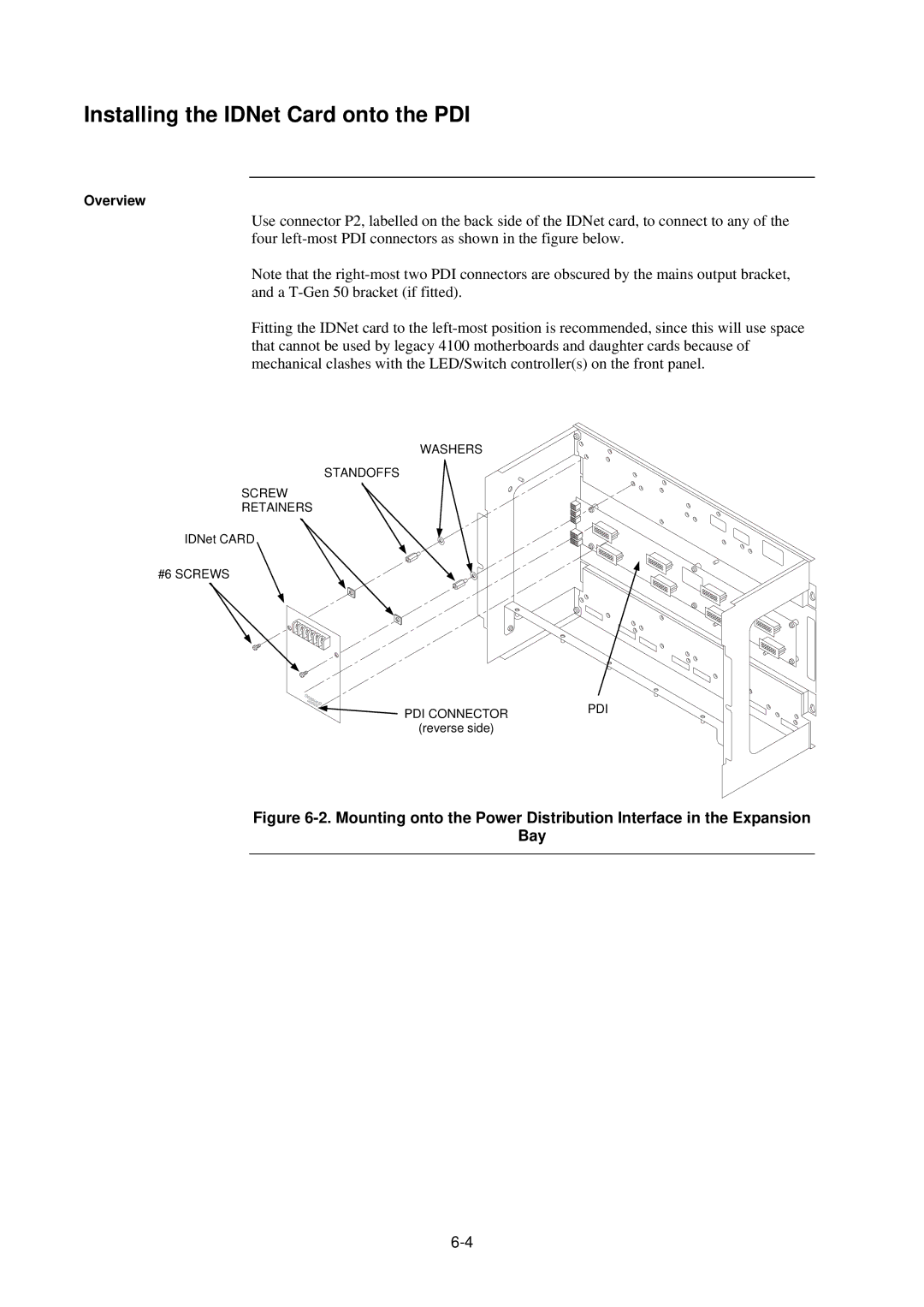 Tyco 4100U-S1 installation manual Installing the IDNet Card onto the PDI 