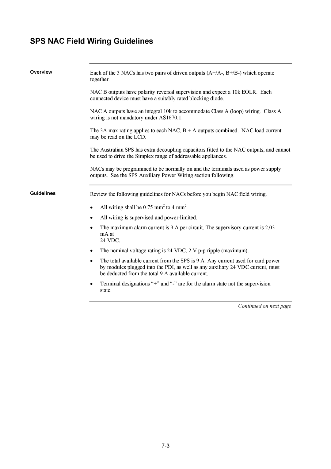 Tyco 4100U installation manual SPS NAC Field Wiring Guidelines 