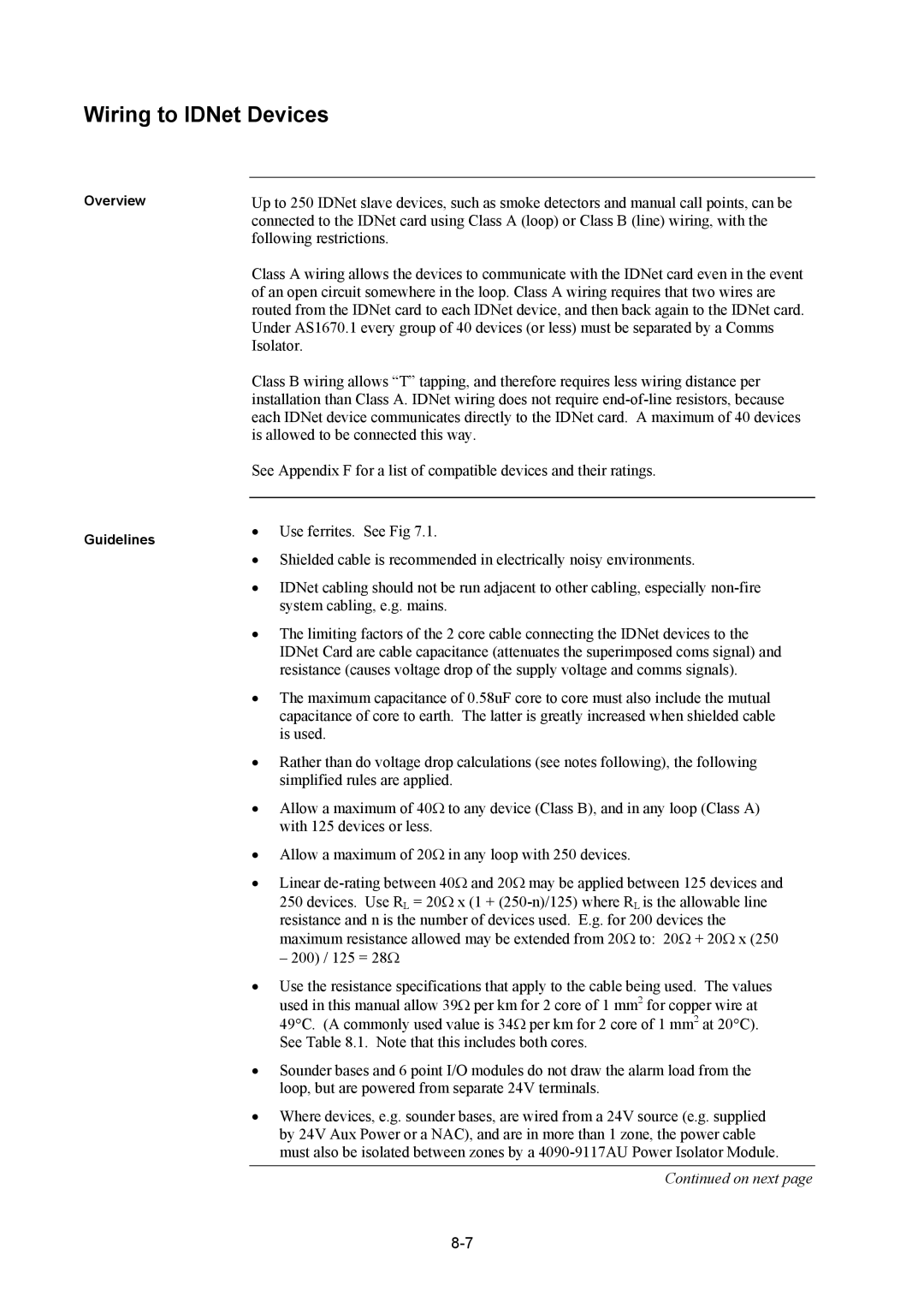 Tyco 4100U installation manual Wiring to IDNet Devices 