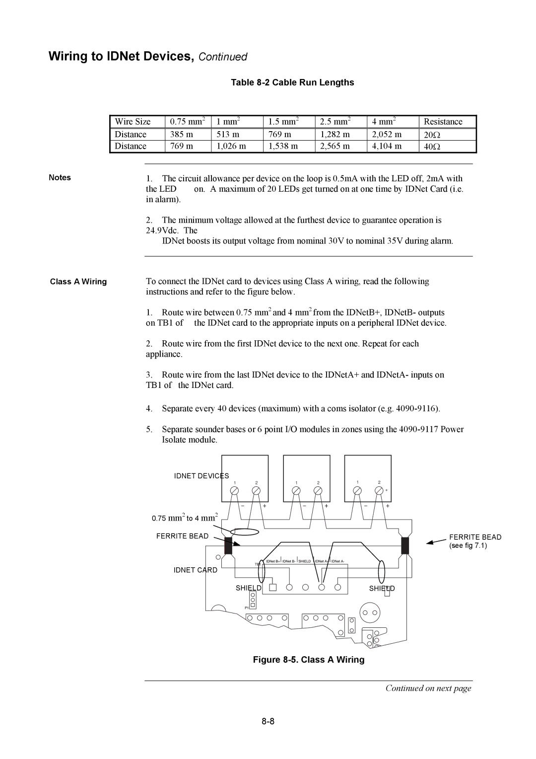 Tyco 4100U installation manual Cable Run Lengths, Class a Wiring 