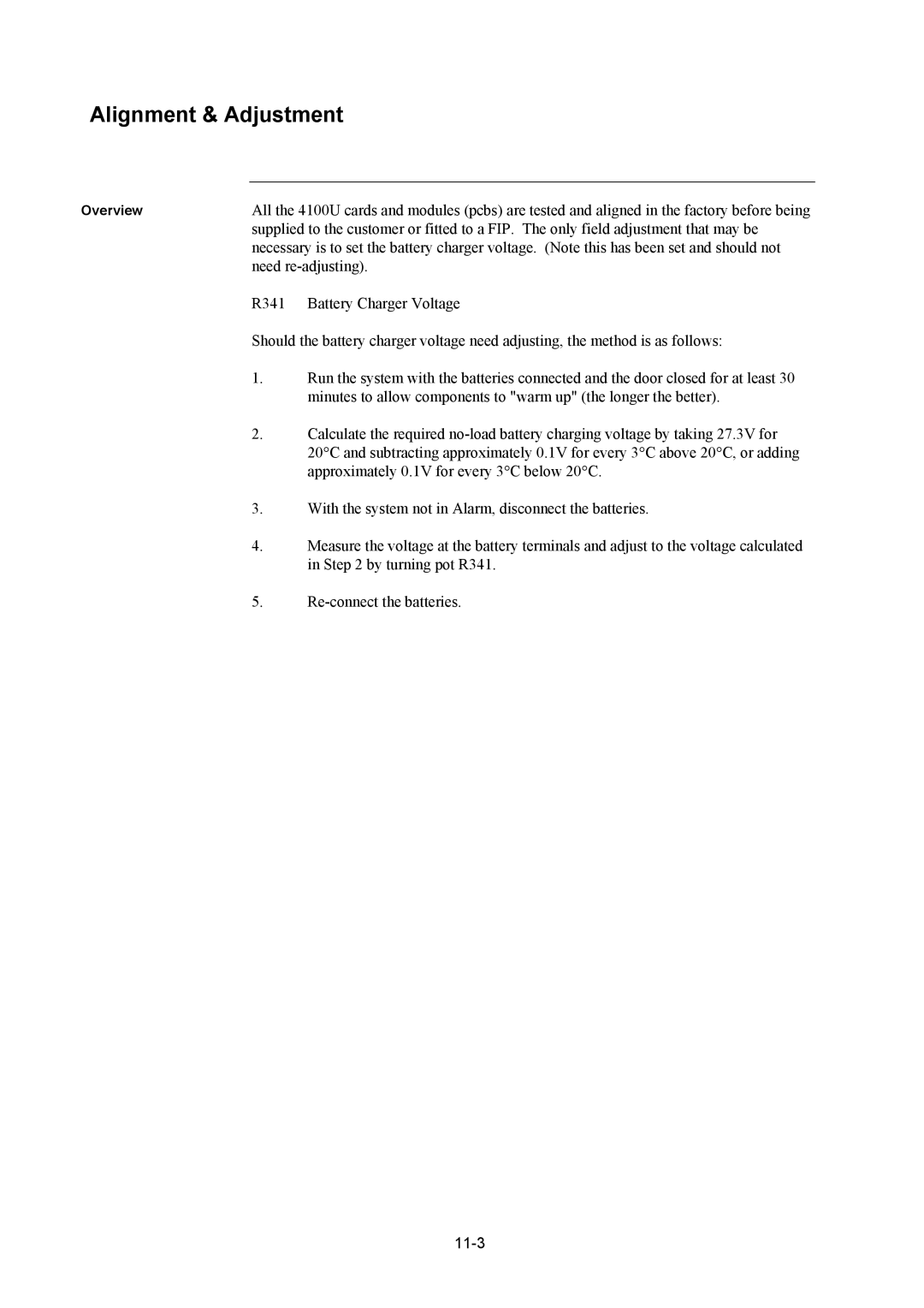 Tyco 4100U installation manual Alignment & Adjustment 