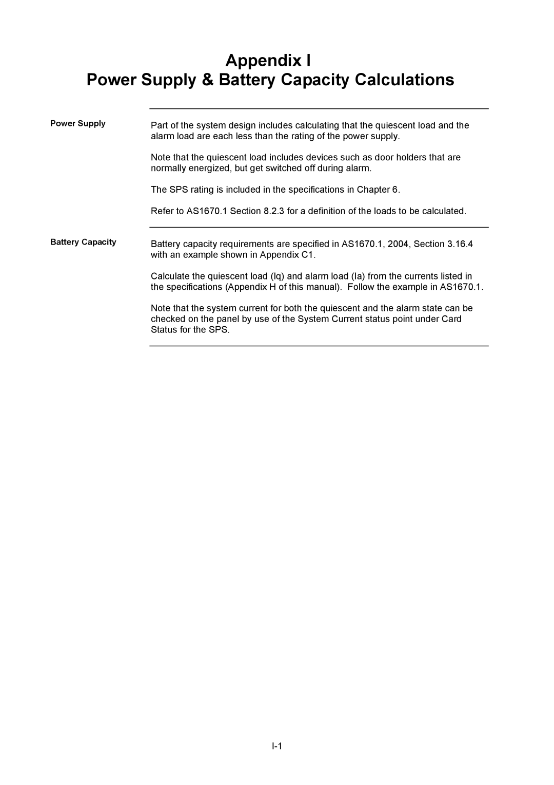 Tyco 4100U installation manual Appendix Power Supply & Battery Capacity Calculations 