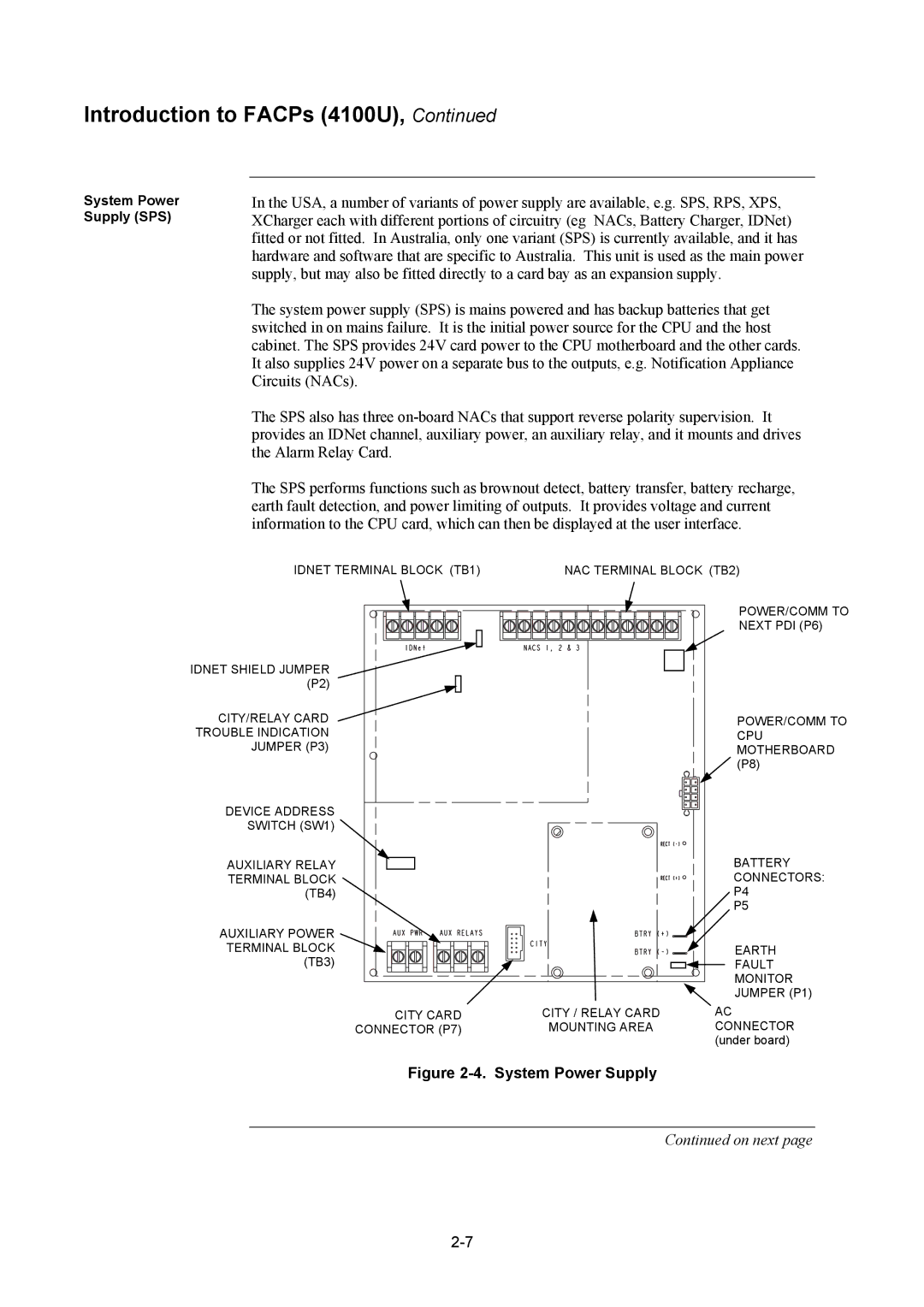 Tyco 4100U installation manual System Power Supply 