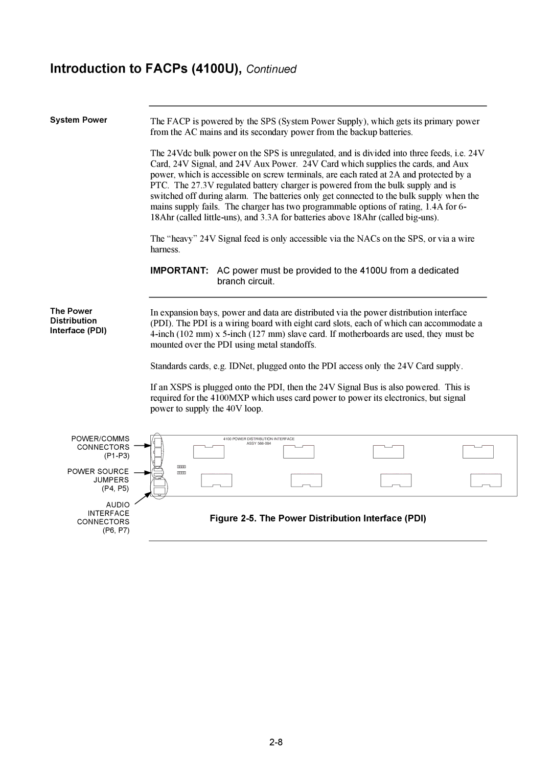 Tyco 4100U installation manual Power Distribution Interface PDI 