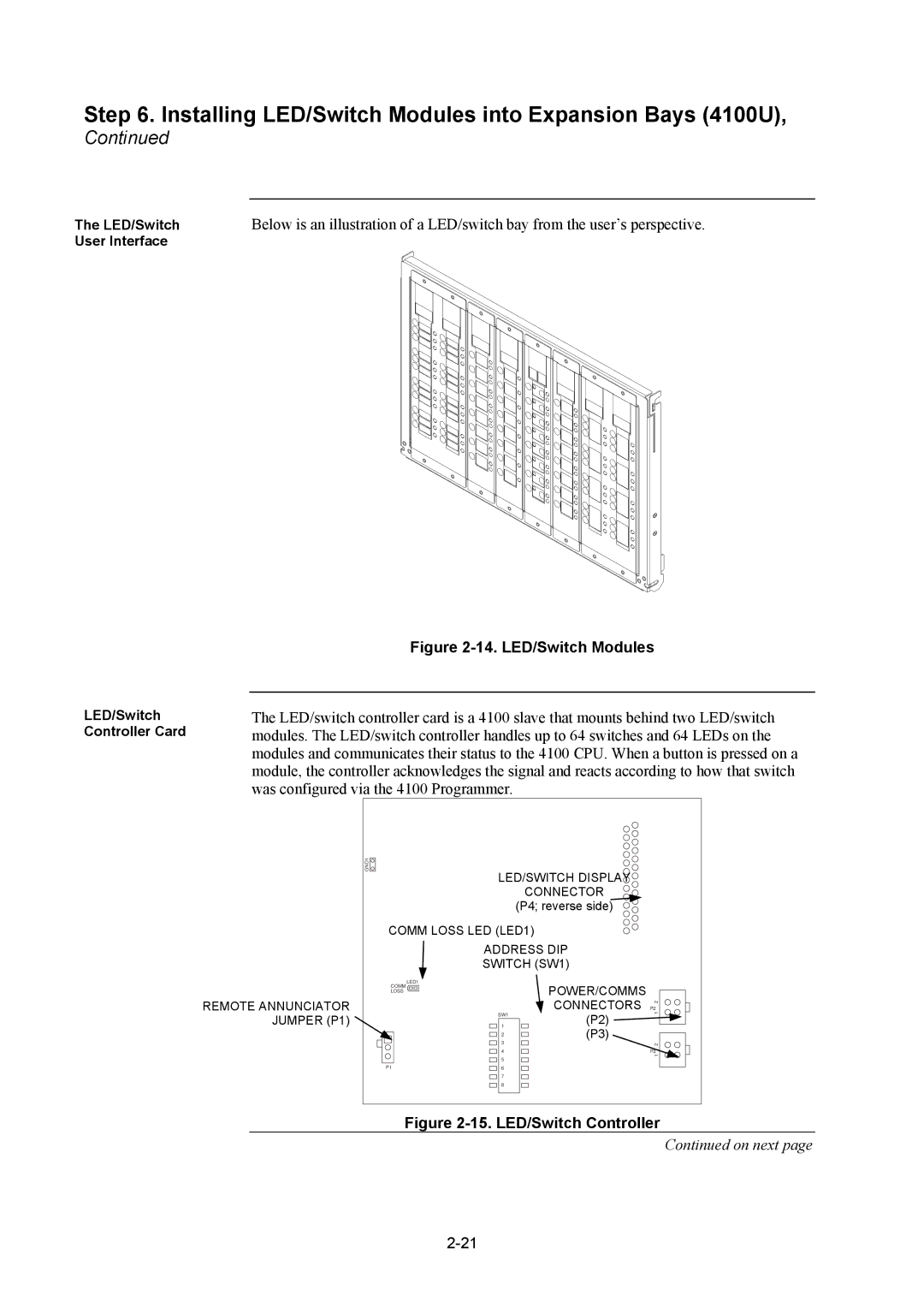 Tyco 4100U installation manual LED/Switch Modules 