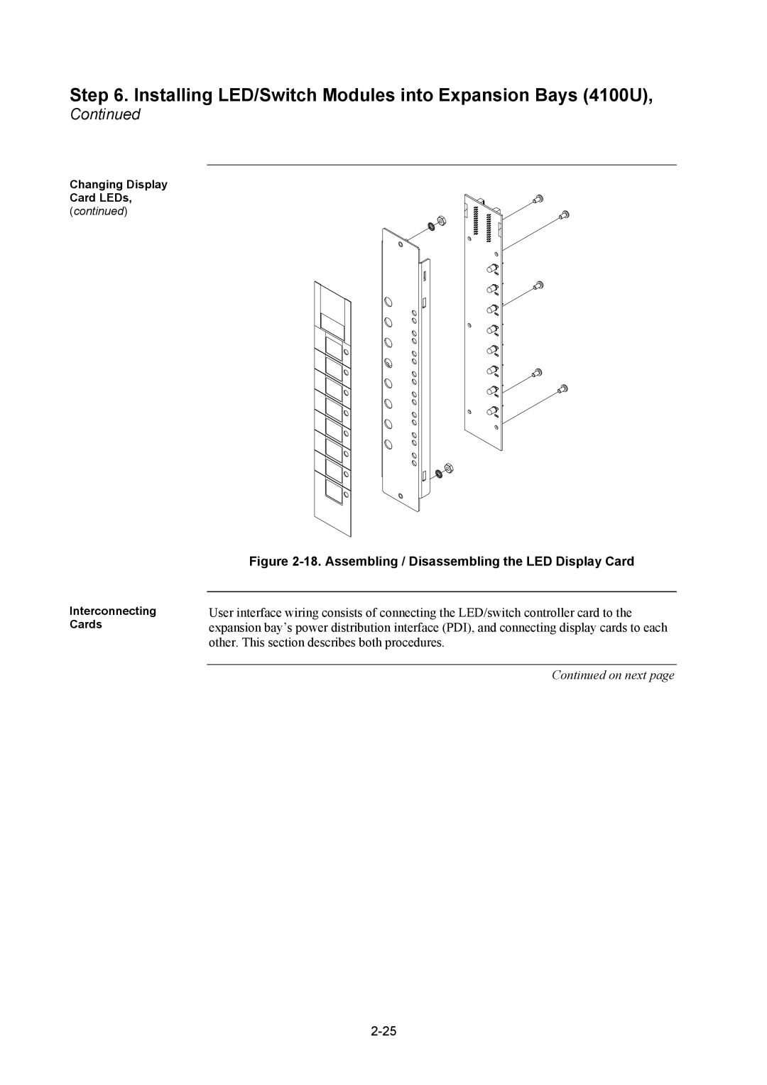 Tyco 4100U installation manual Assembling / Disassembling the LED Display Card 