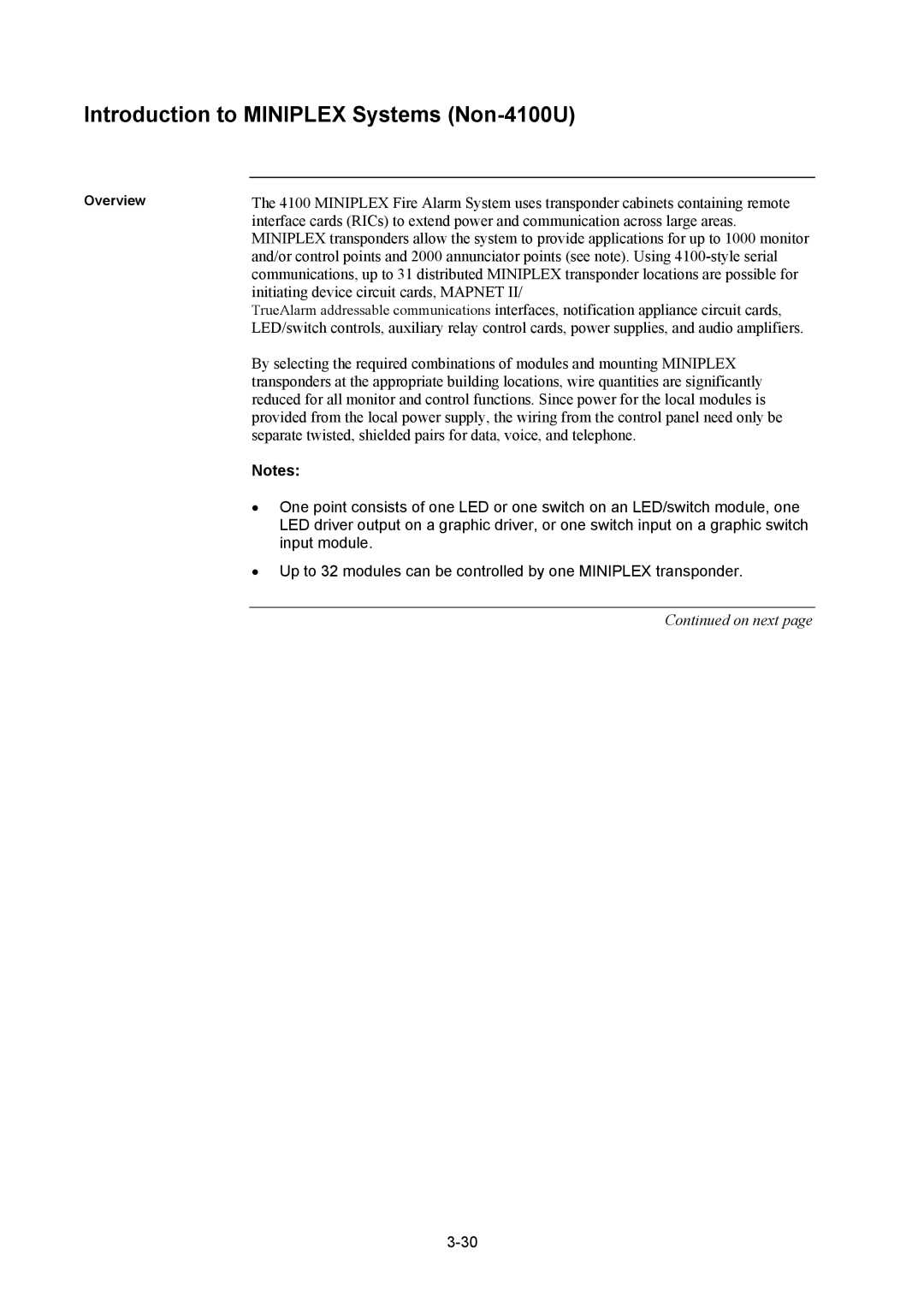 Tyco installation manual Introduction to Miniplex Systems Non-4100U 