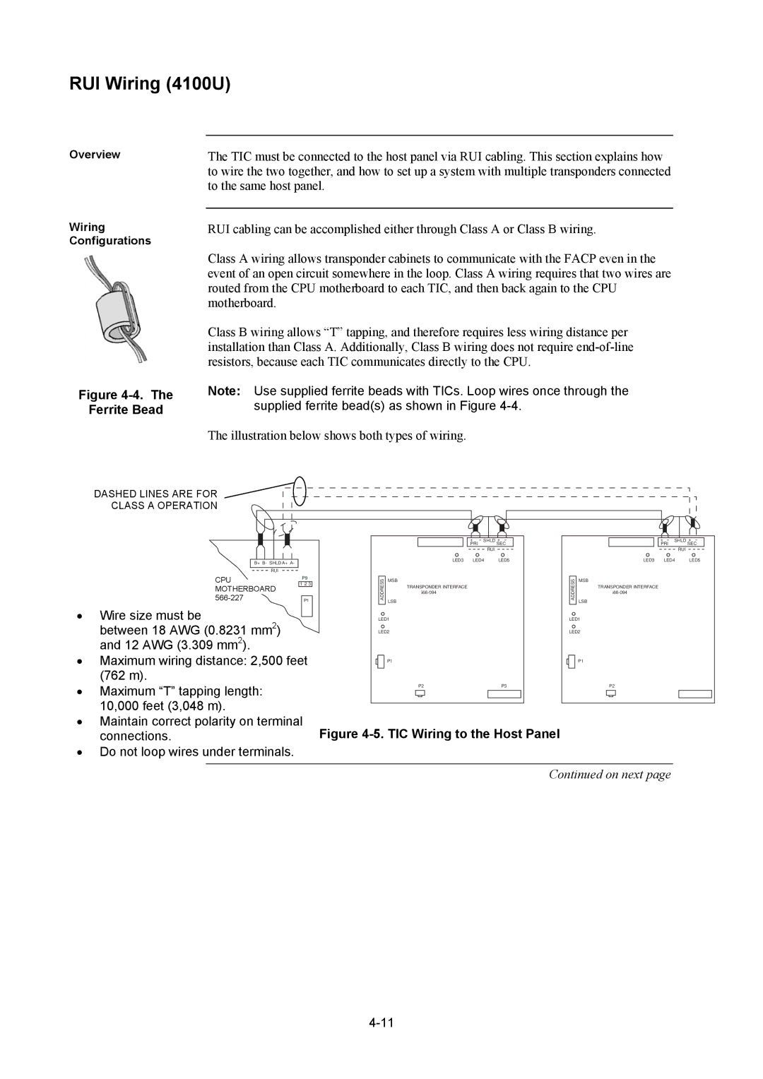 Tyco installation manual RUI Wiring 4100U, Ferrite Bead 