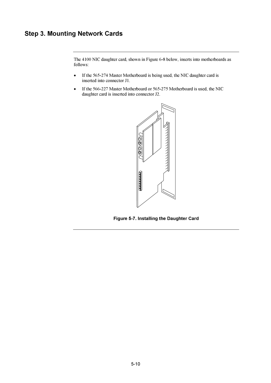 Tyco 4100U installation manual Mounting Network Cards, Installing the Daughter Card 