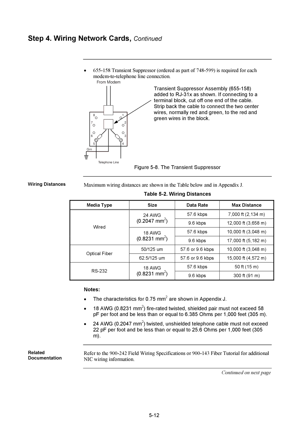 Tyco 4100U installation manual Wiring Distances, 8231 mm2 