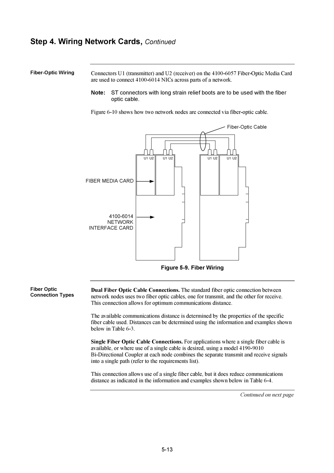 Tyco 4100U installation manual Fiber Wiring 