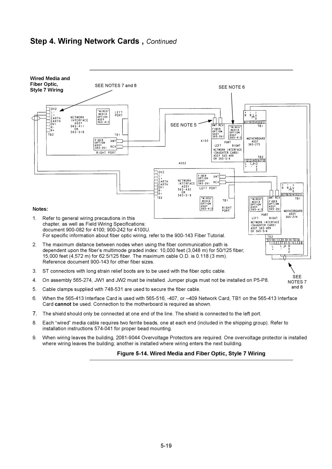 Tyco 4100U installation manual Wired Media and Fiber Optic, Style 7 Wiring 