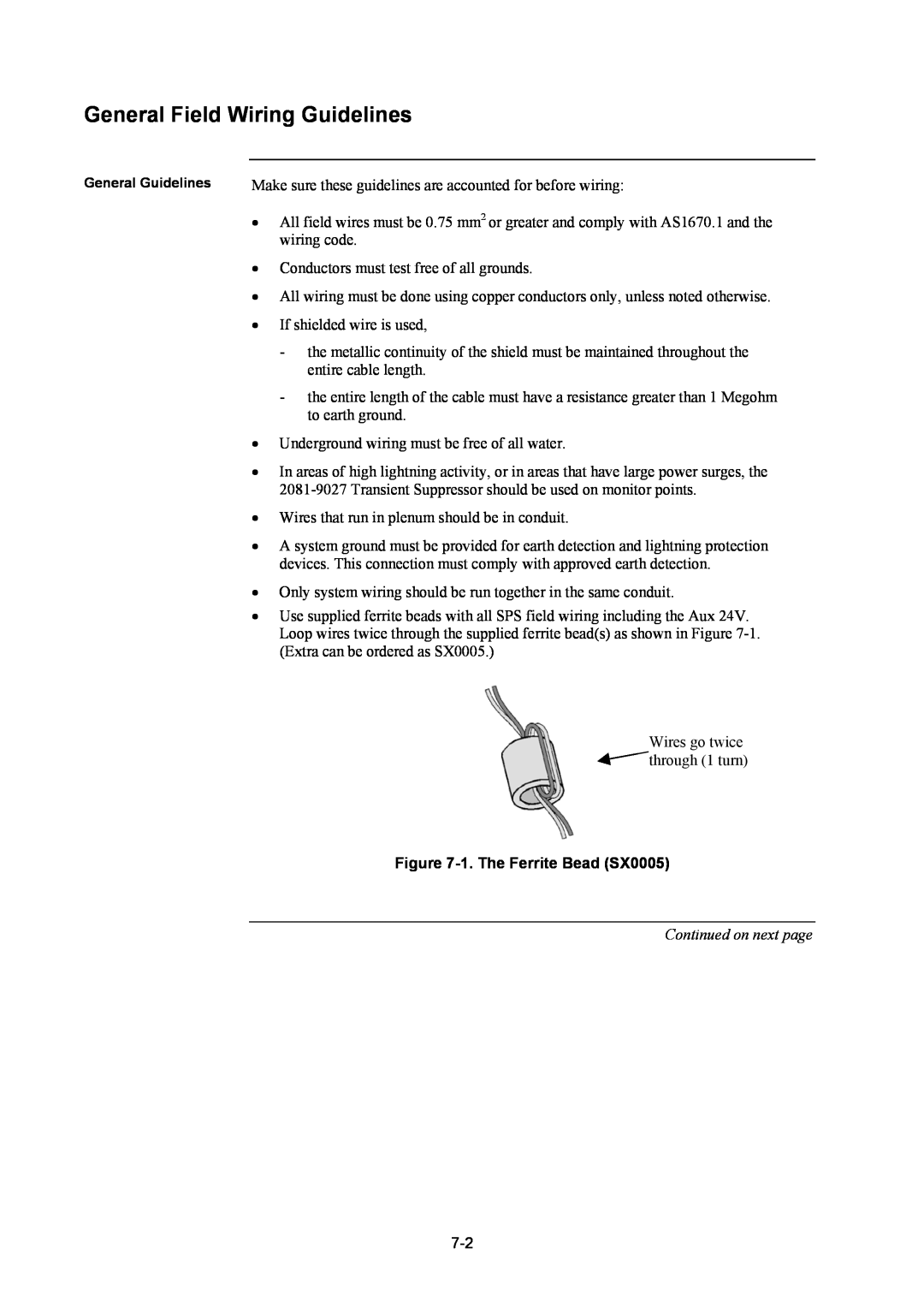 Tyco 4100U installation manual General Field Wiring Guidelines, 1.The Ferrite Bead SX0005, Continued on next page 
