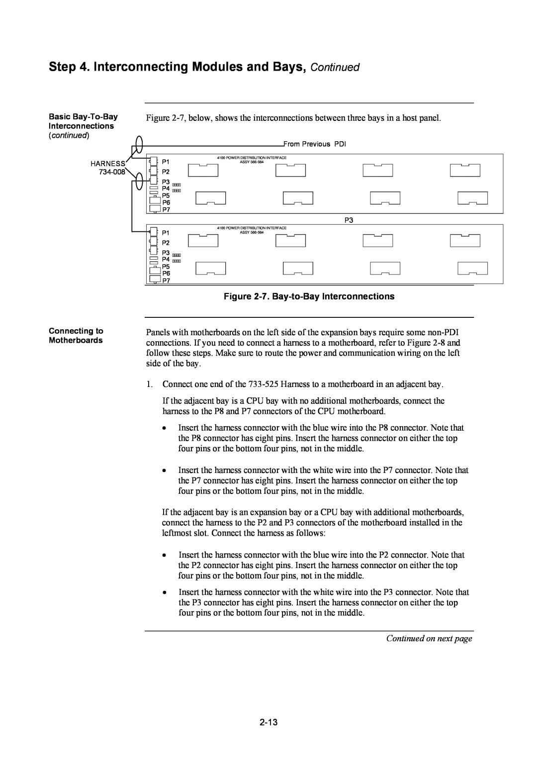 Tyco 4100U 7. Bay-to-BayInterconnections, Continued on next page, Basic Bay-To-BayInterconnections continued 