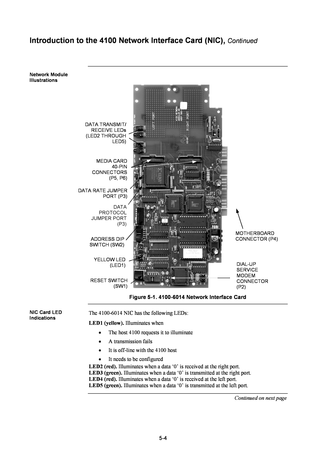 Tyco 4100U installation manual 1. 4100-6014Network Interface Card, Continued on next page 