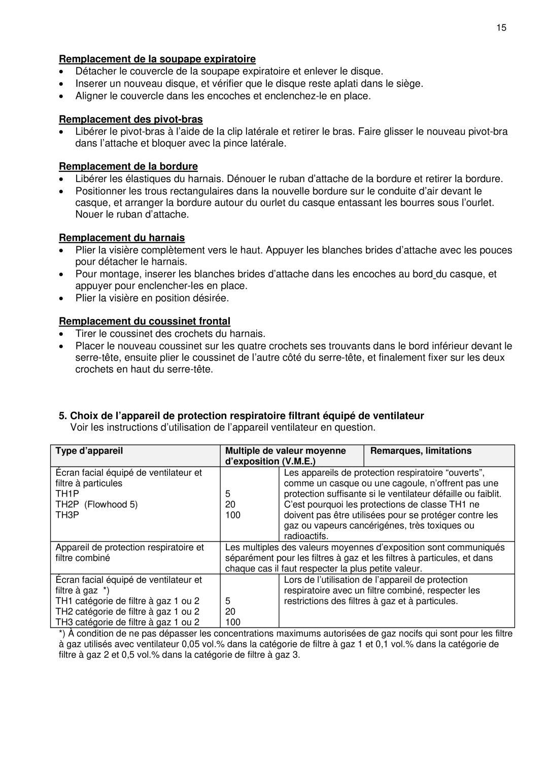 Tyco 5 manual Remplacement de la soupape expiratoire, Remplacement des pivot-bras, Remplacement de la bordure 