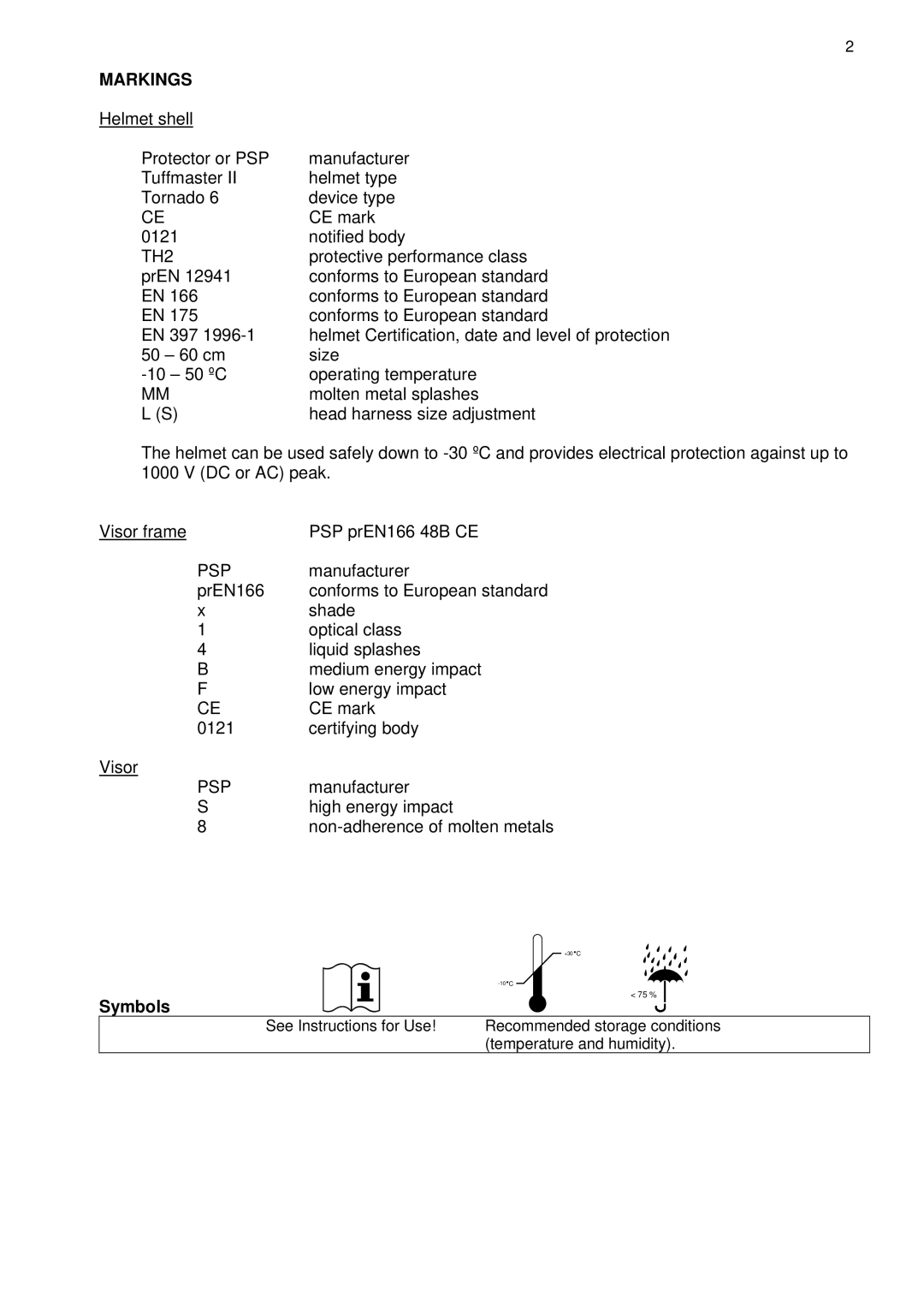 Tyco 5 manual Markings, Symbols 