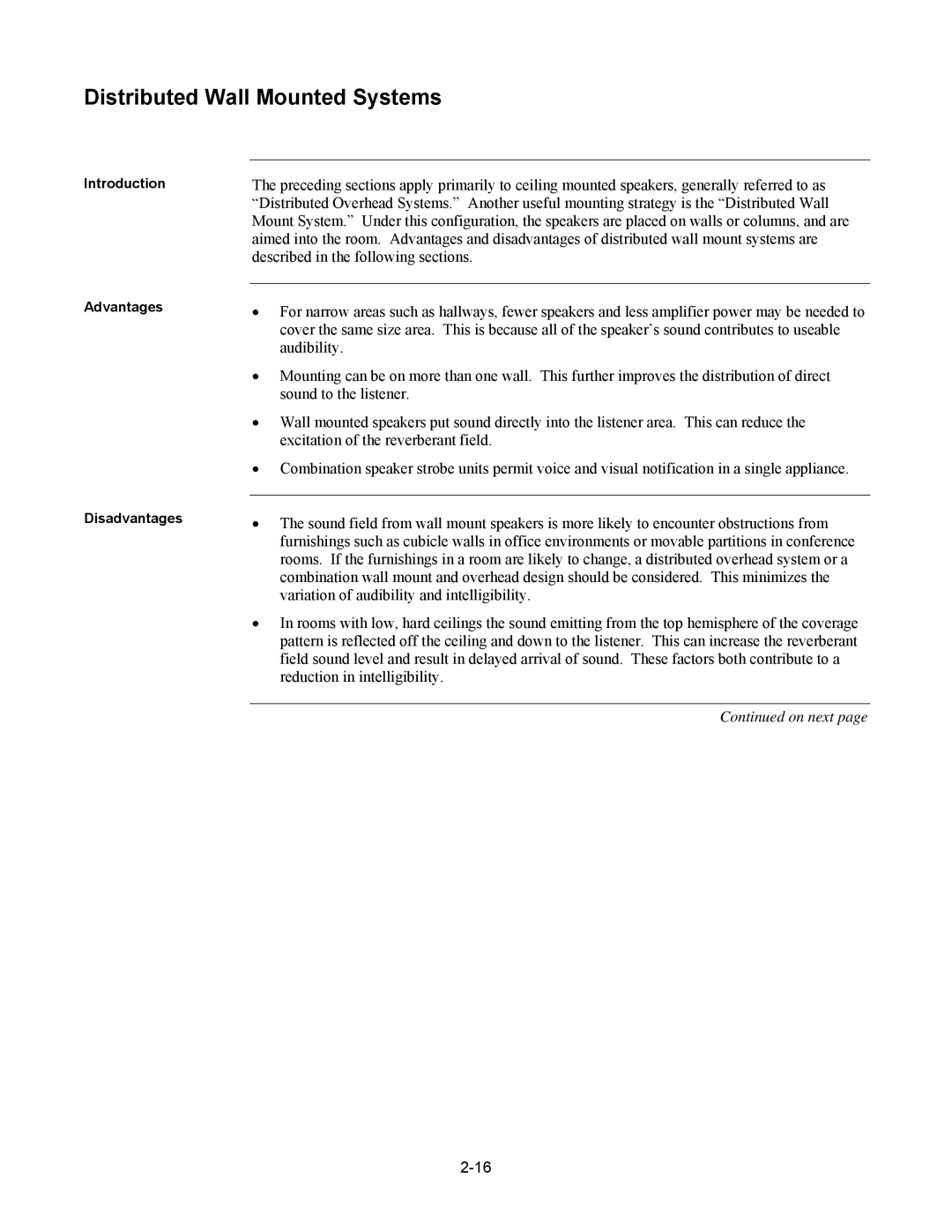 Tyco 579-769 specifications Distributed Wall Mounted Systems 